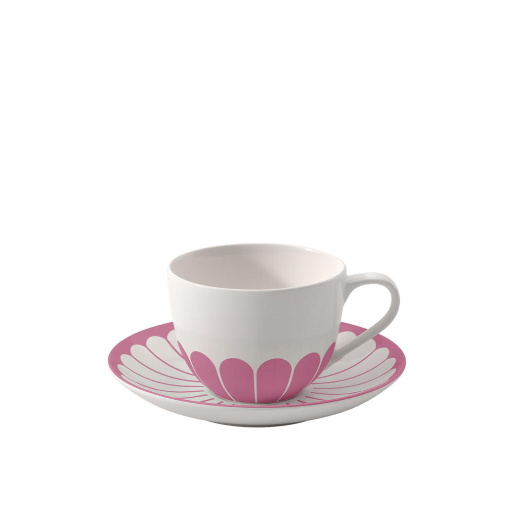 KAFFEETASSE MIT UNTERTASSE Fleur Couleur Cassis 160 ml - Pink, Keramik (0.16L) - Villeroy & Boch