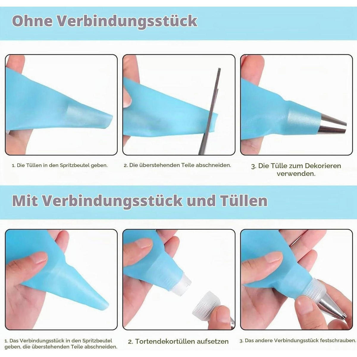 SPRITZBEUTEL Set 13-teilig für Tortendekoration - Hellblau, Kunststoff (17/1/30cm)