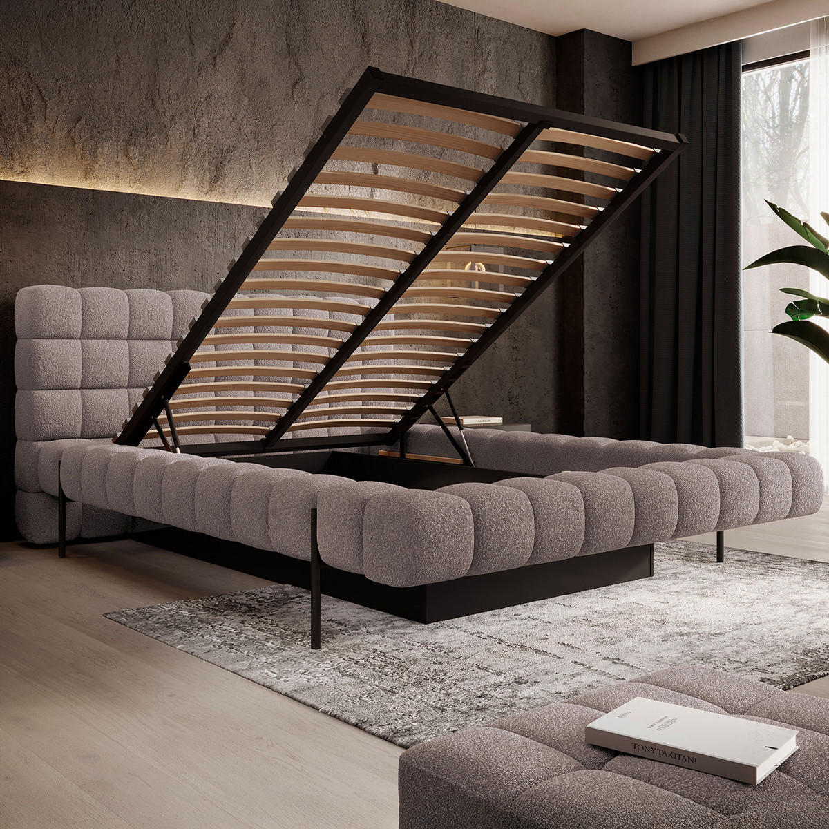 BOXSPRING POSTEL 180/200 Ezio Světle šedá - šedá, dřevo (180/200cm) - Petits-meubles