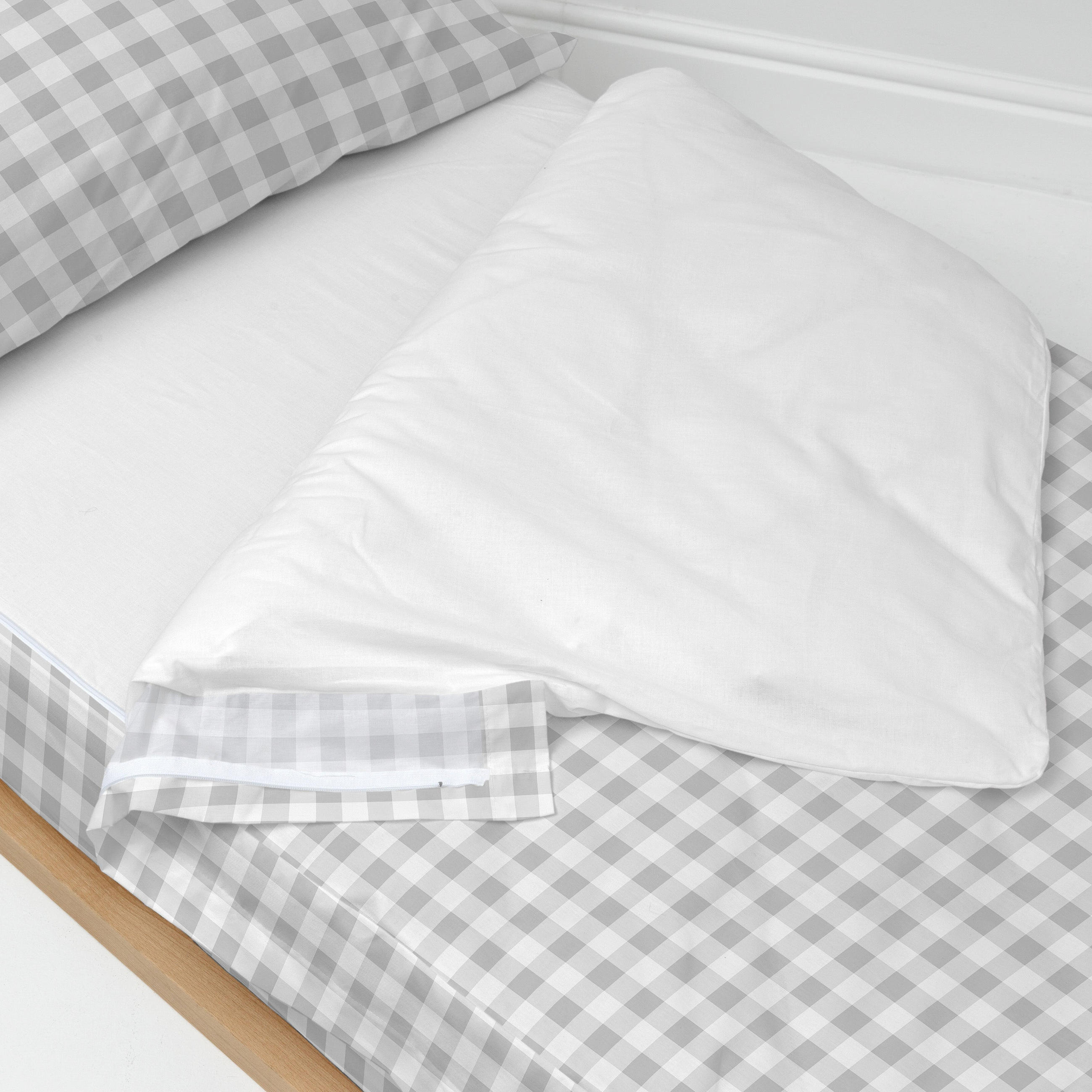 NORDIC-SACK vichy 105x200 cm ohne füllung grau - Grau, Textil (105/200cm) - Happy Friday