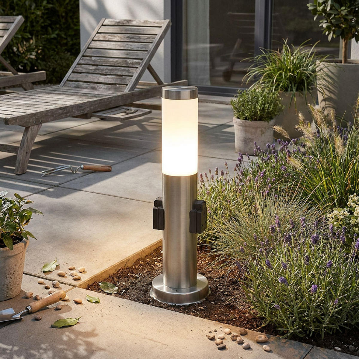 LED STEHLEUCHTE Silber Modern - Silberfarben, Kunststoff (8/8/45cm) - Globo Lighting