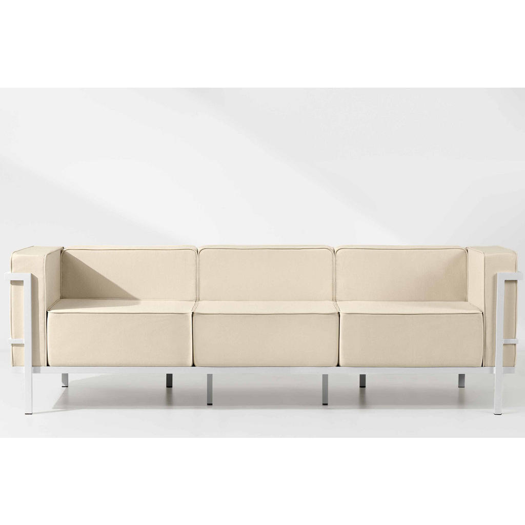 Thumbnail - Konsimo® Gartensofa, Weiß, Creme, Metall, Textil, 3-Sitzer, Füllung: Schaumstoff, Rechteckig, 229x70x69 cm, Hergestellt ...