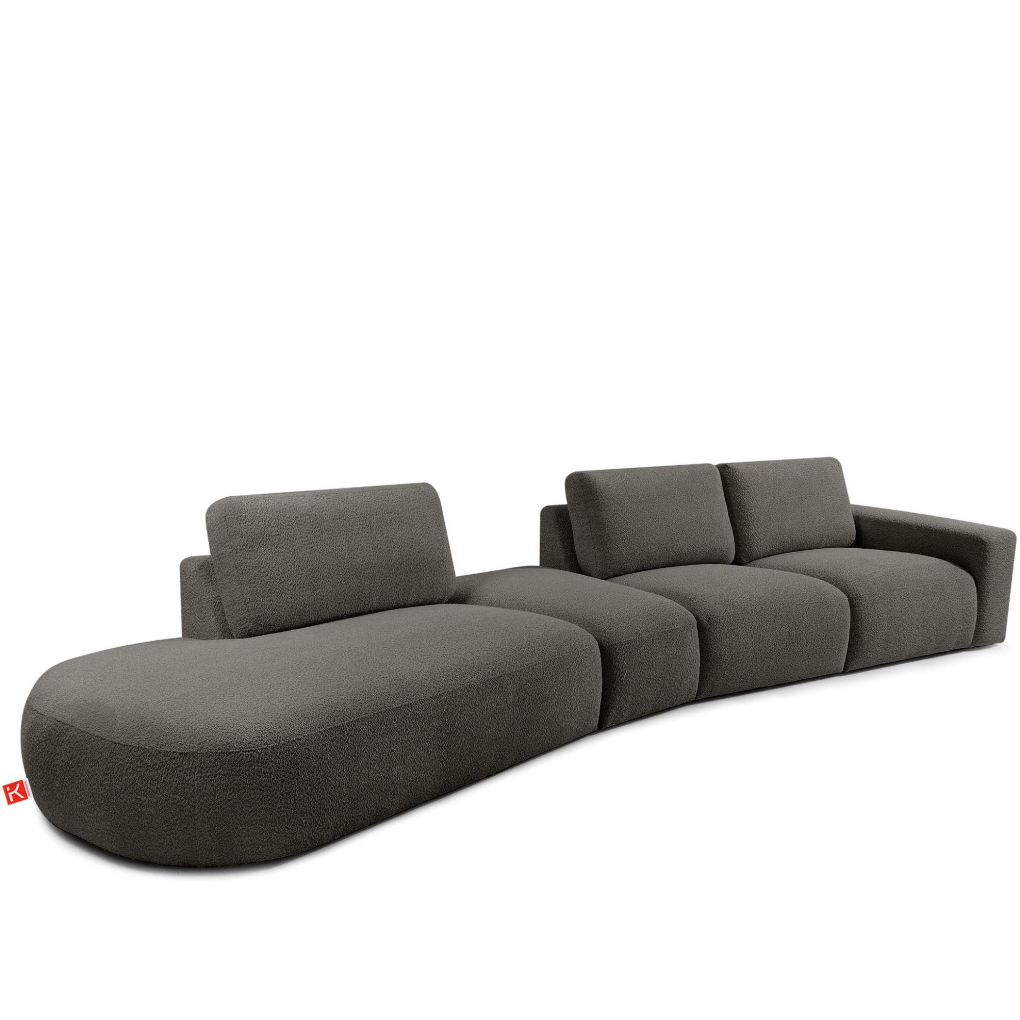 5-SITZER ECKSOFA ZUCCO Boucle links, Dunkelbraun - Dunkelbraun, Textil (430/84/105cm) - KONSIMO®