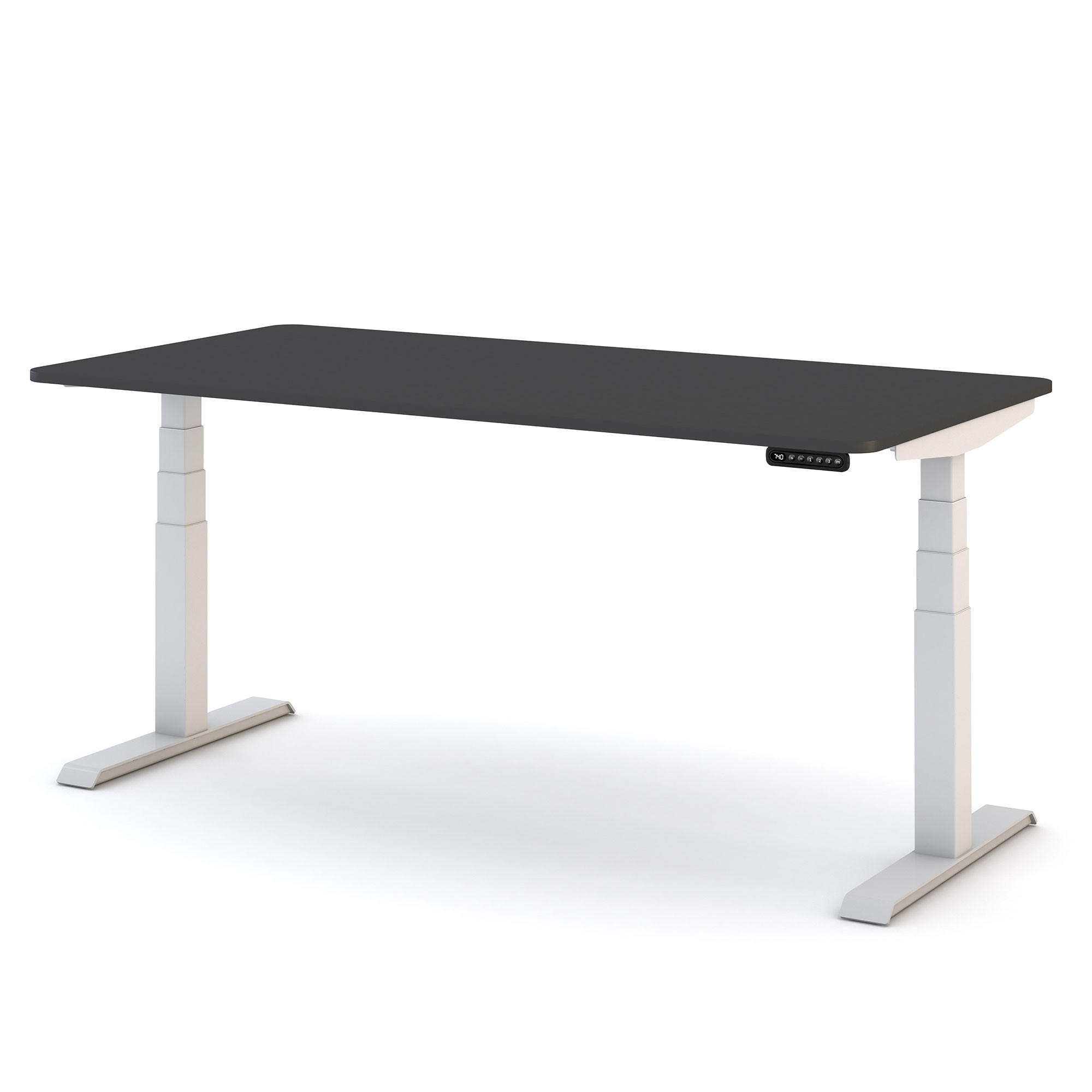 SCHREIBTISCH Elektrisch Höhenverstellbarer Familien Schreibtisch Pitino Curved Anthrazit Signalweiß 160/80/52.5-121cm - Anthrazit/Weiß, Holzwerkstoff/Metall (80/160/121cm) - ASSMANN