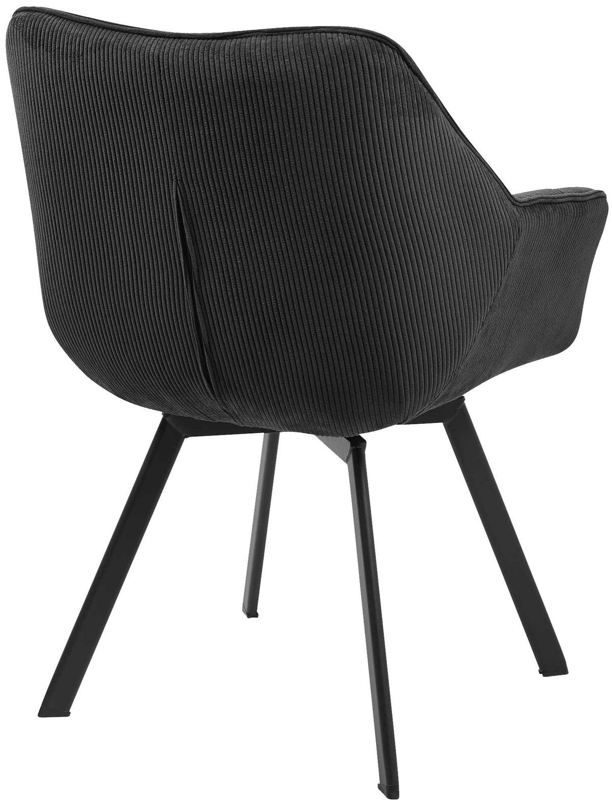 ARMLEHNENSTUHL Cord Schwarz - Schwarz, Textil/Metall (60/81/59cm) - CLP