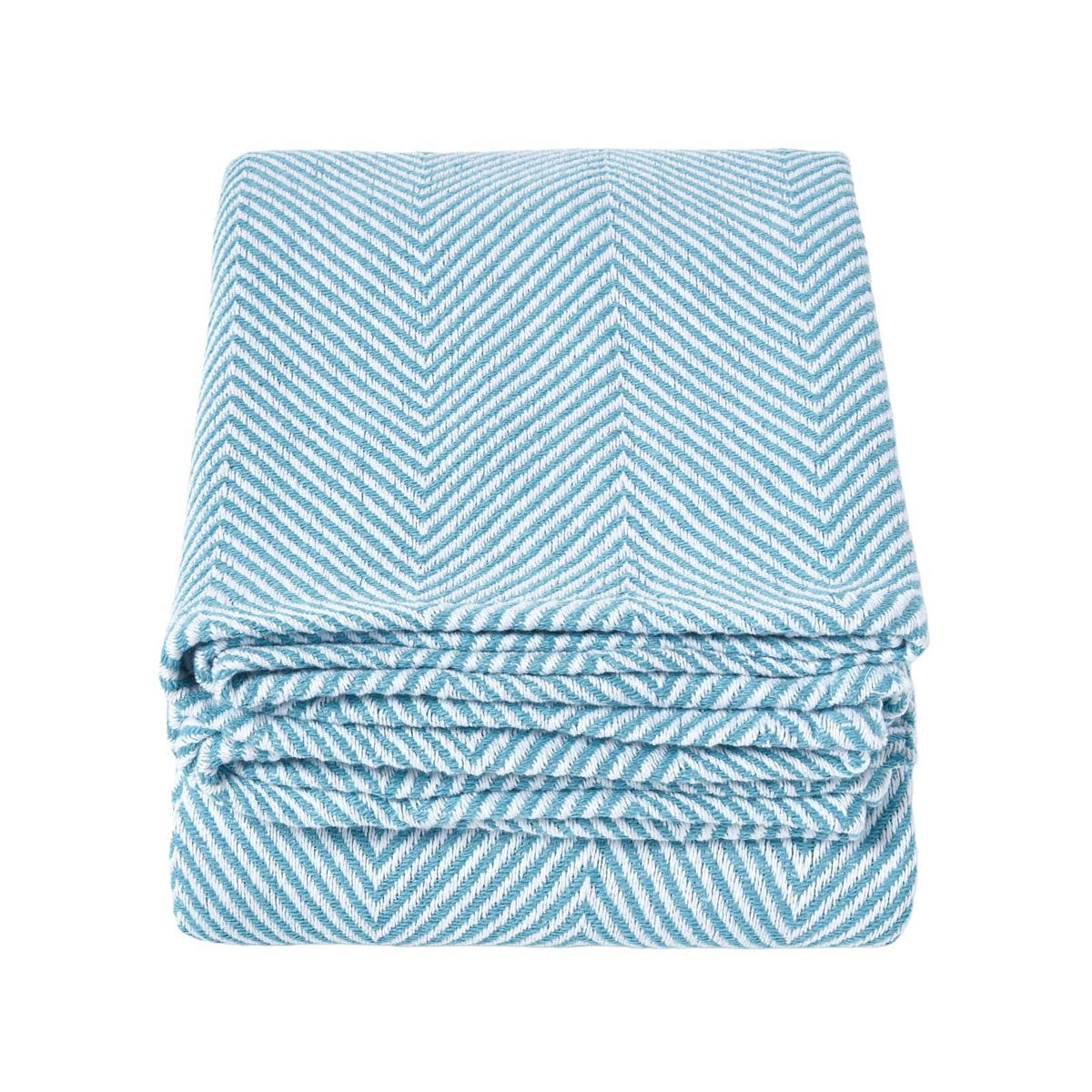 TAGESDECKE Halden 255/360 cm, Chevron-Muster 100% Baumwolle - Türkis, Textil (255/360cm) - Homescapes