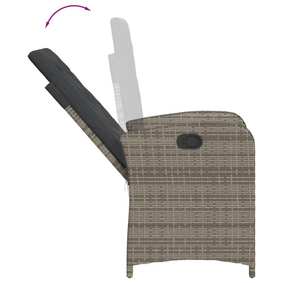 GARTENSESSEL Verstellbar Mit Kissen Grau Poly Rattan - Grau, Kunststoff (57/93/58.5cm) - vidaXL