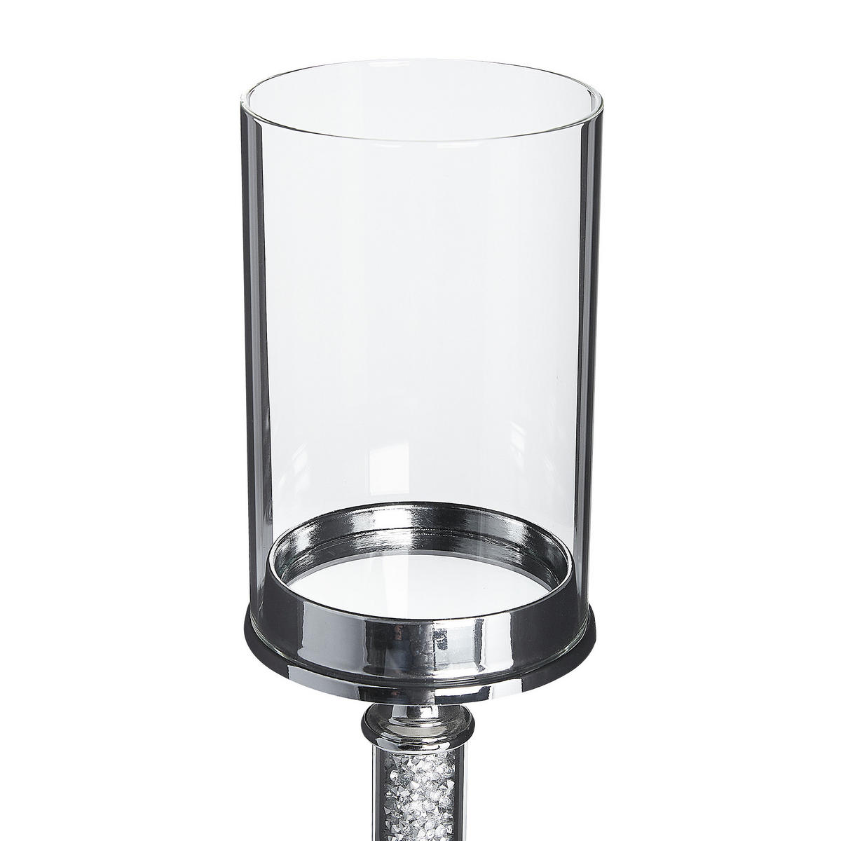 KERZENSTÄNDER Silber Abbeville - Silberfarben, Glas (13/41/13cm) - Beliani