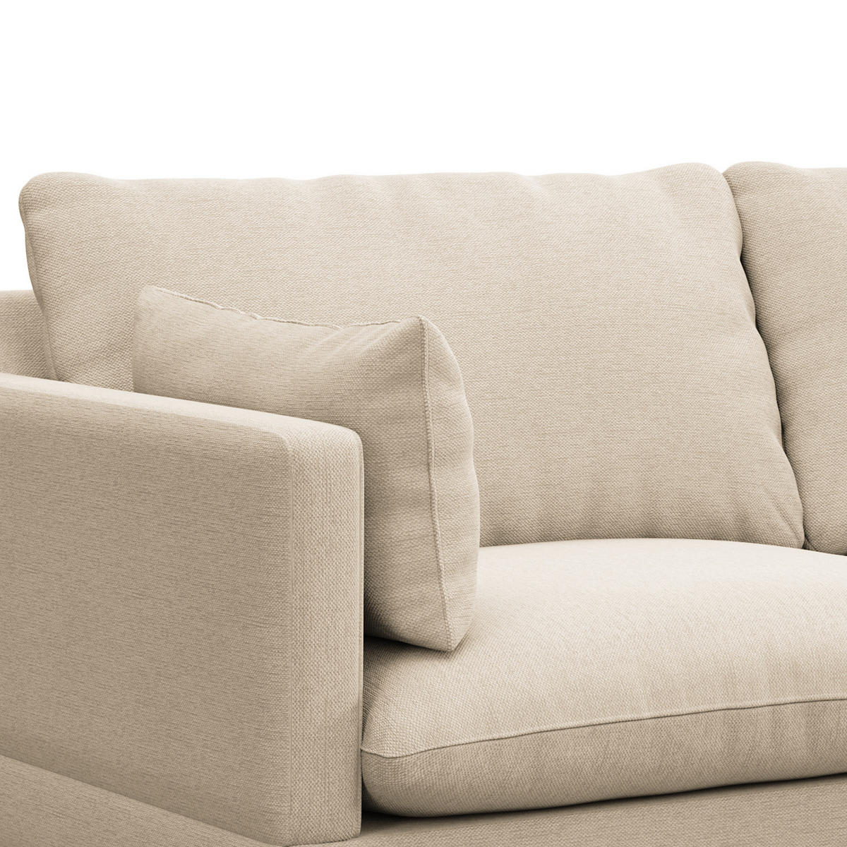 ECKSOFA mit Longchair - Webstoff - Beige/Buchefarben, Buchenholz/Textil (242/150cm) - home24