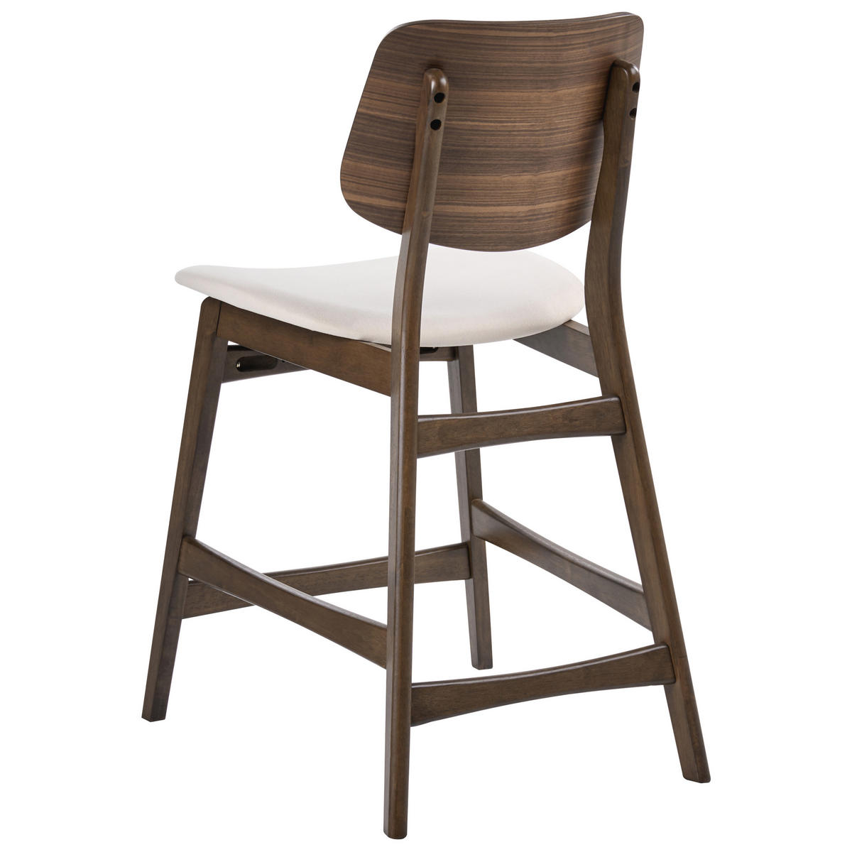 BARSTUHL 2er-Set Holz Cremeweiß/Braun Mayer - Weiß, Holz (54/96/62cm) - Beliani
