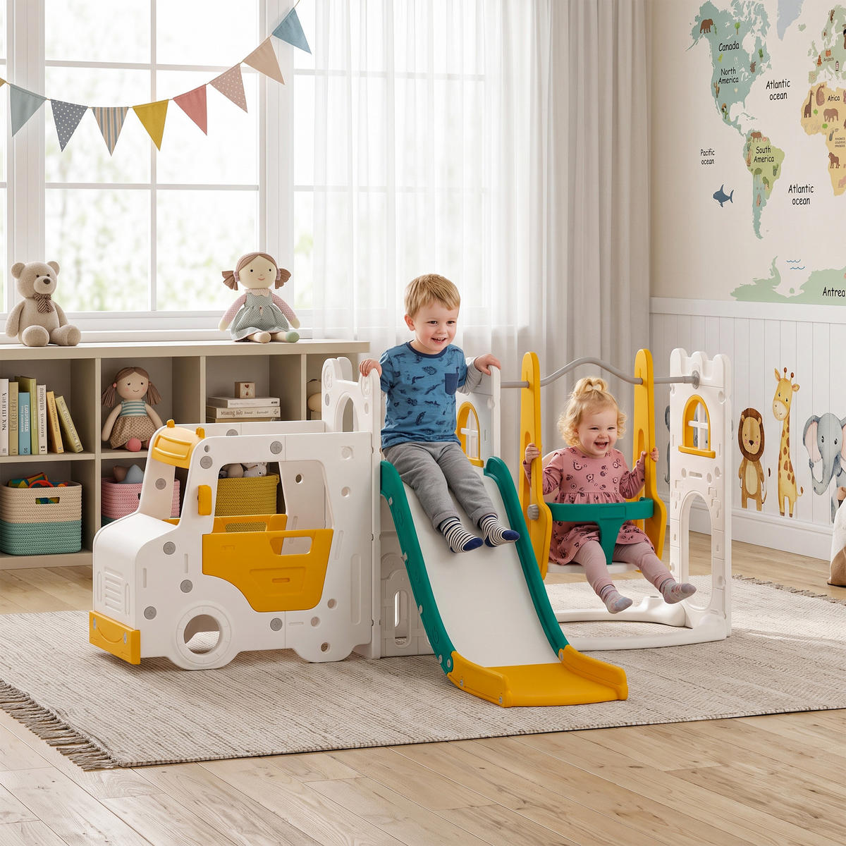 KINDERRUTSCHE HDPE Weiß - Weiß, Kunststoff (176/86/186cm) - AIYAPLAY