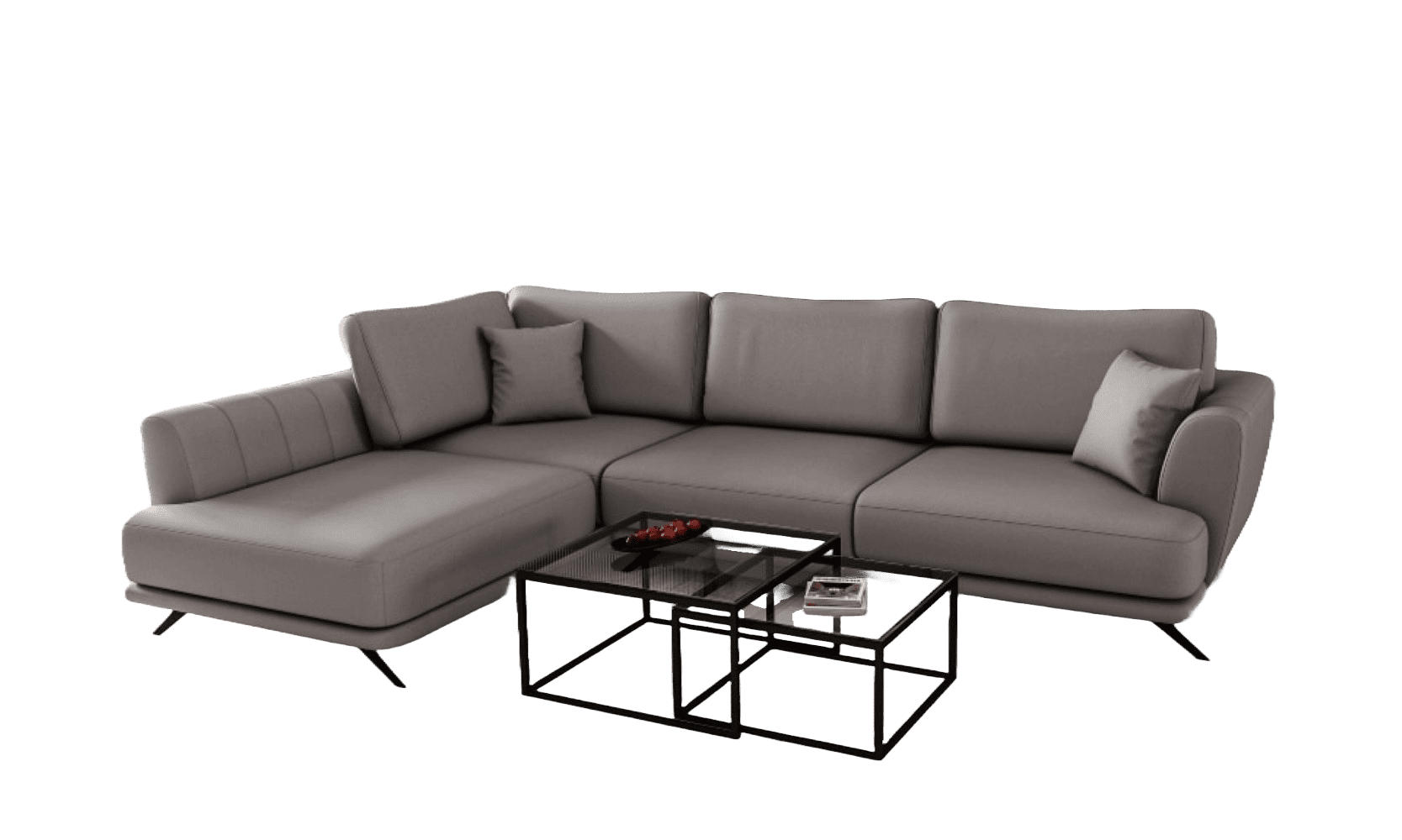 ECKSOFA mit Schlaffunktion und Bettkasten - Schwarz/Grau, Textil/Metall (276/191cm) - Eltap