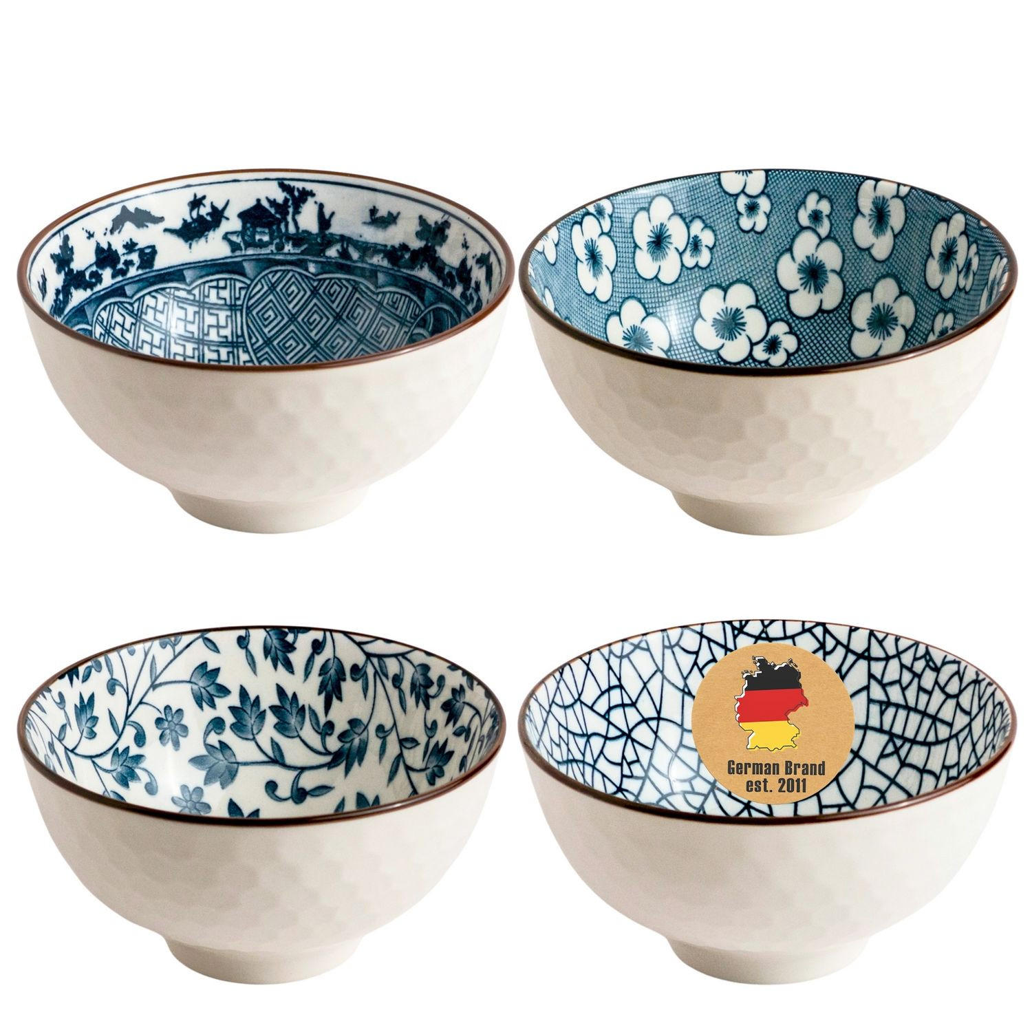 SCHALEN-SET in schickem Geschenkkarton (4-tlg.) - Blau, Keramik (5.5/5.5/11.3cm) - Intirilife