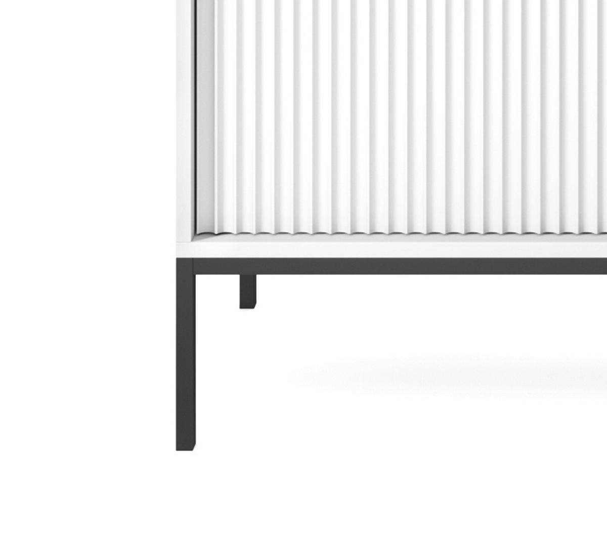 KOMMODE NOVA, Geriffelte Front, 2-Türen, 2-Schubladen 104x39x83 cm, Weiß - Schwarz/Weiß, Holzwerkstoff/Kunststoff (104/83/39cm) - DomoHome