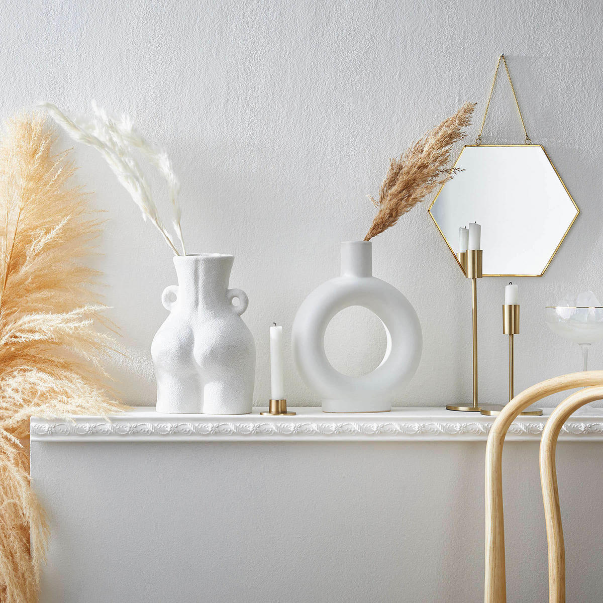 VASE Loop - Weiß, Keramik (30cm) - Butlers