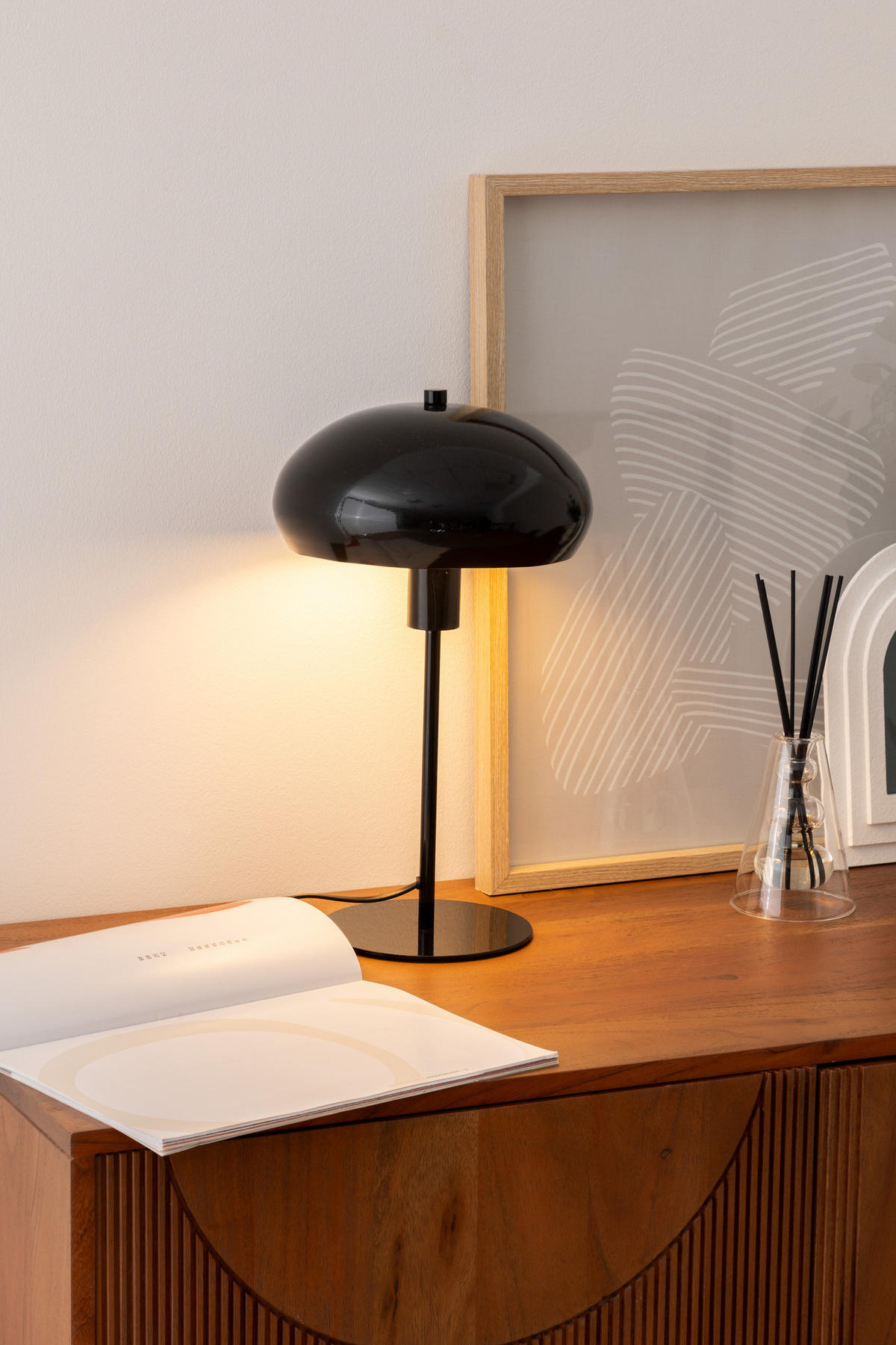 TISCHLAMPE Pilz Savio H. 38 cm - Schwarz, Metall (22/22/38cm) - Atmosphera Createur d´interieur