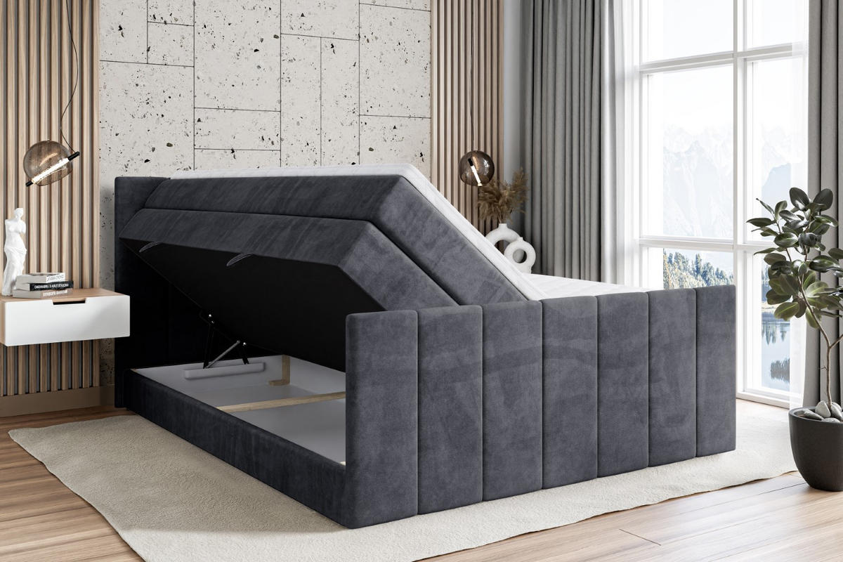 BOXSPRINGBETT MOETI-Z KING - 200x200 - H3/H4 - Dunkelgrau - Dunkelgrau, Holzwerkstoff (200/200cm) - ALTDECOR