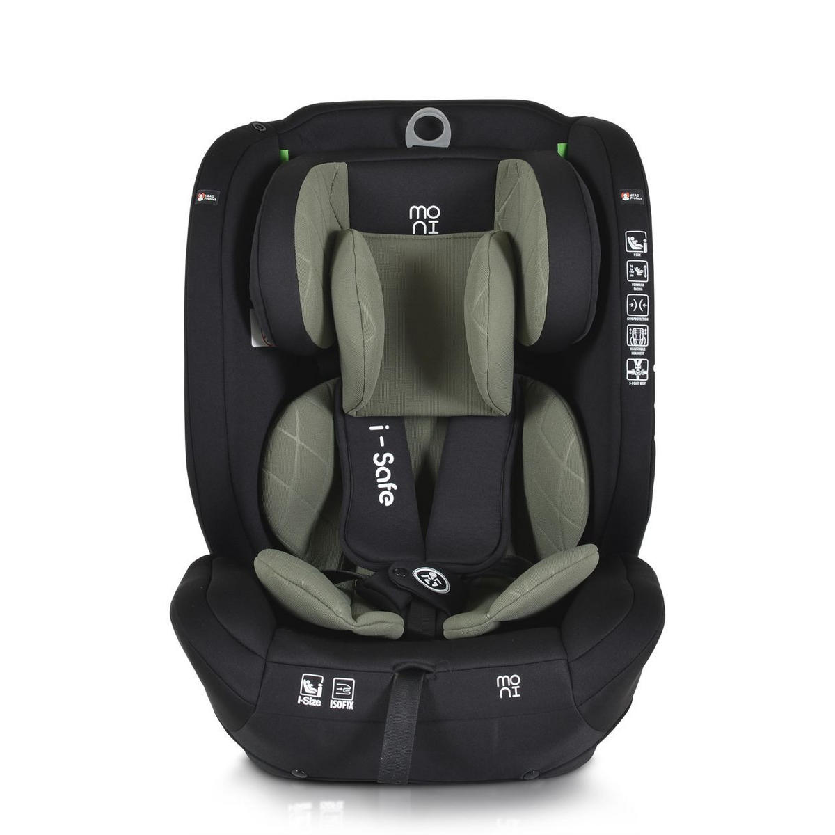 KINDERSITZ i-Size i-Safe grün (76-150cm) Isofix, Top Tether, 13-fach verstellbar - Grün, Kunststoff (45/60/46cm) - Moni