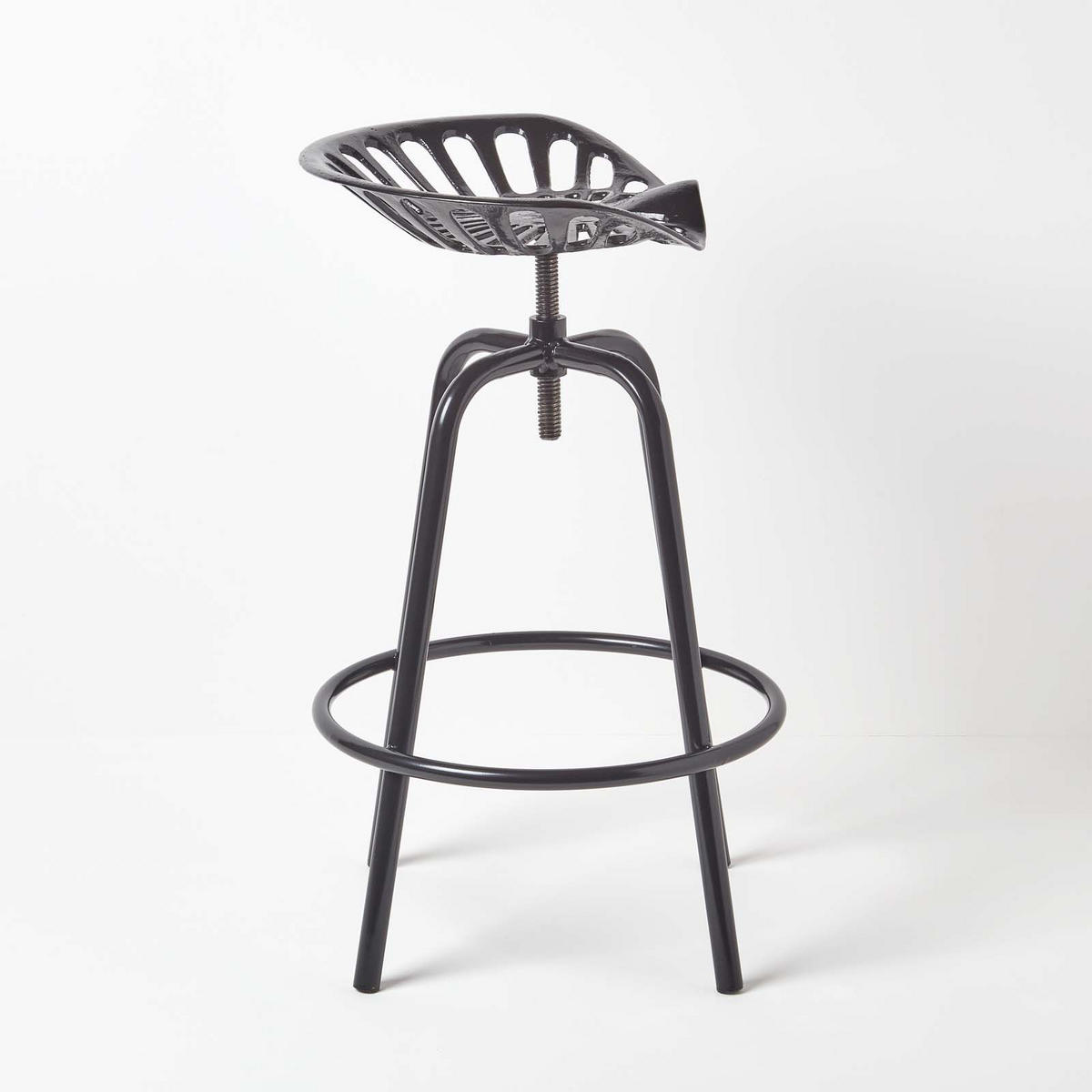 BARHOCKER Traktorsitz, Metall im Vintage-Look, höhenverstellbar - Schwarz, Metall (47/74/50cm) - Homescapes