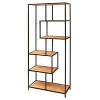STANDREGAL SLIM LINE Schichtholz Natur 185 cm - Schwarz/Braun, Holzwerkstoff/Metall (77/185/35cm) - riess-ambiente
