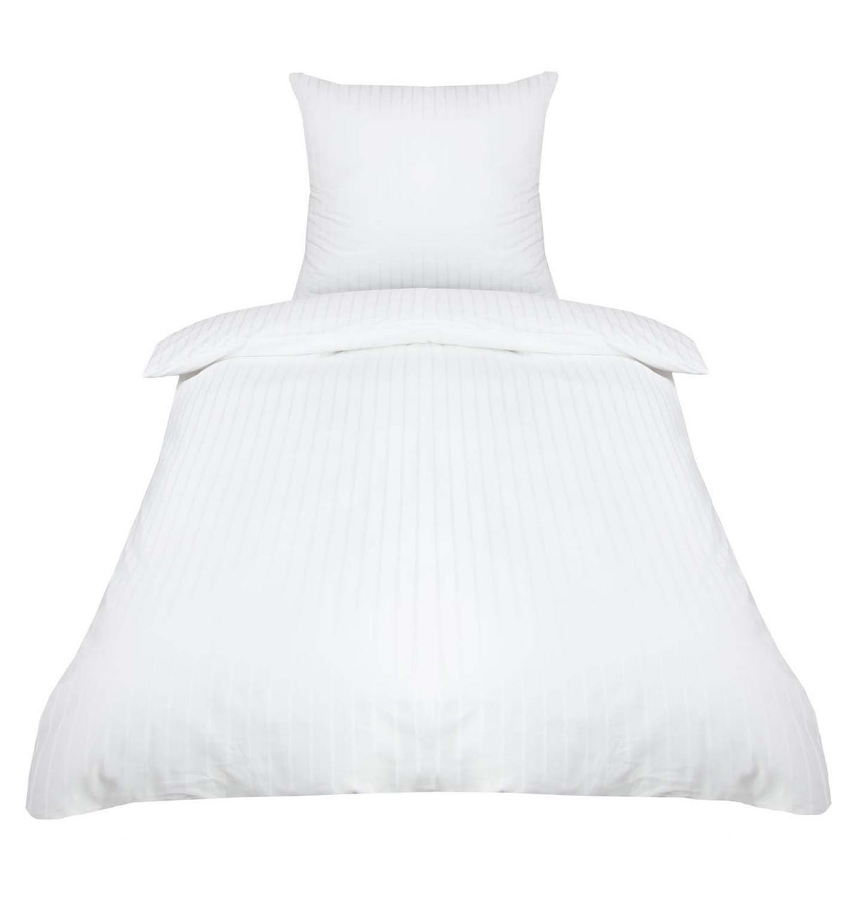 BETTWÄSCHE, 80x80 cm + 140x200 cm, 100% Baumwolle, Weiß - Weiß, Textil (140/200cm) - Zollner