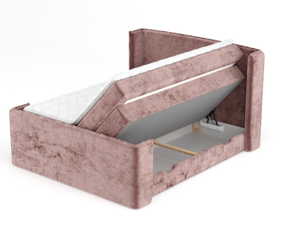 BOXSPRINGBETT Freeland Rosa 140/200 cm mit Matratze und Topper - Pink/Schwarz, Holz/Holzwerkstoff (140/200cm) - Maison de Reve