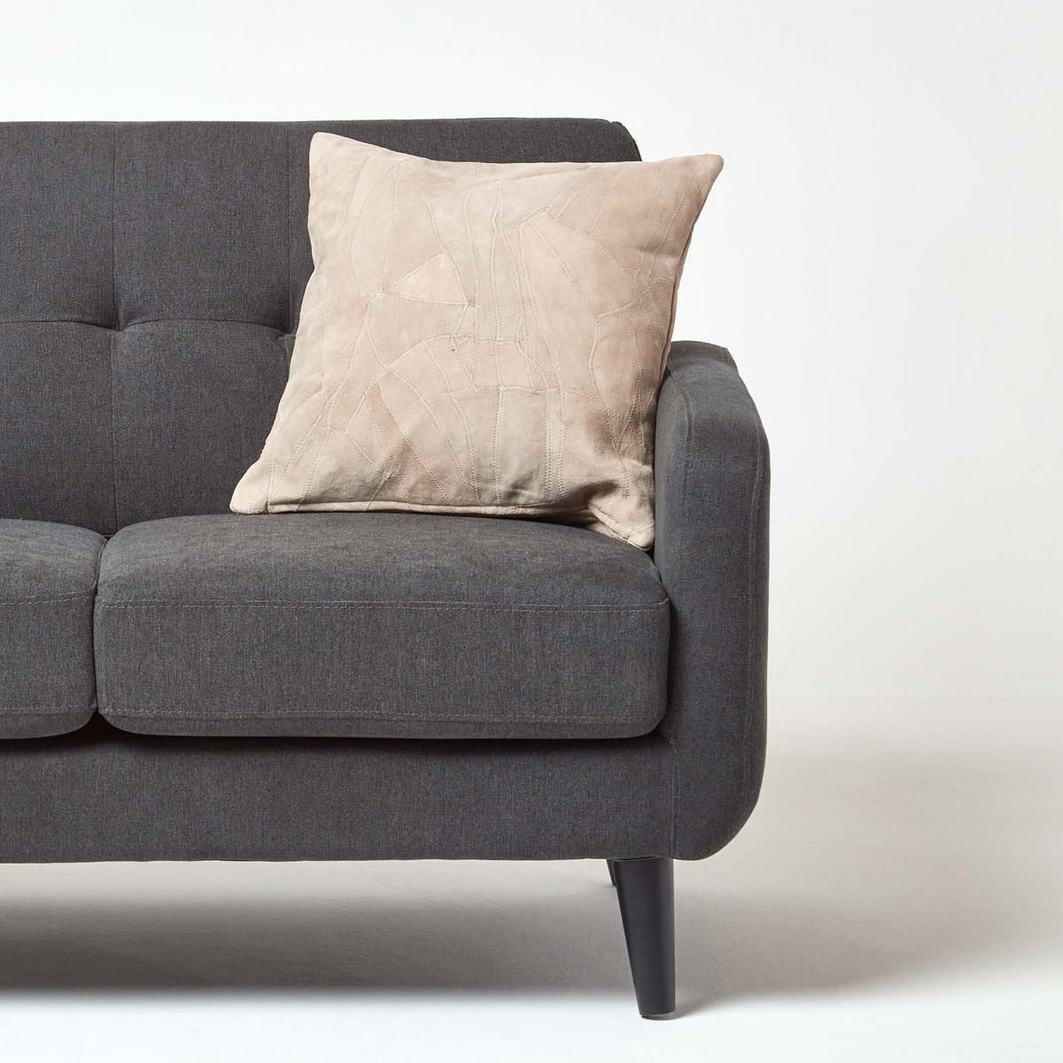 LEDERKISSEN Patchwork creme 45/45 cm - Creme, Leder/Textil (45/45cm) - Homescapes