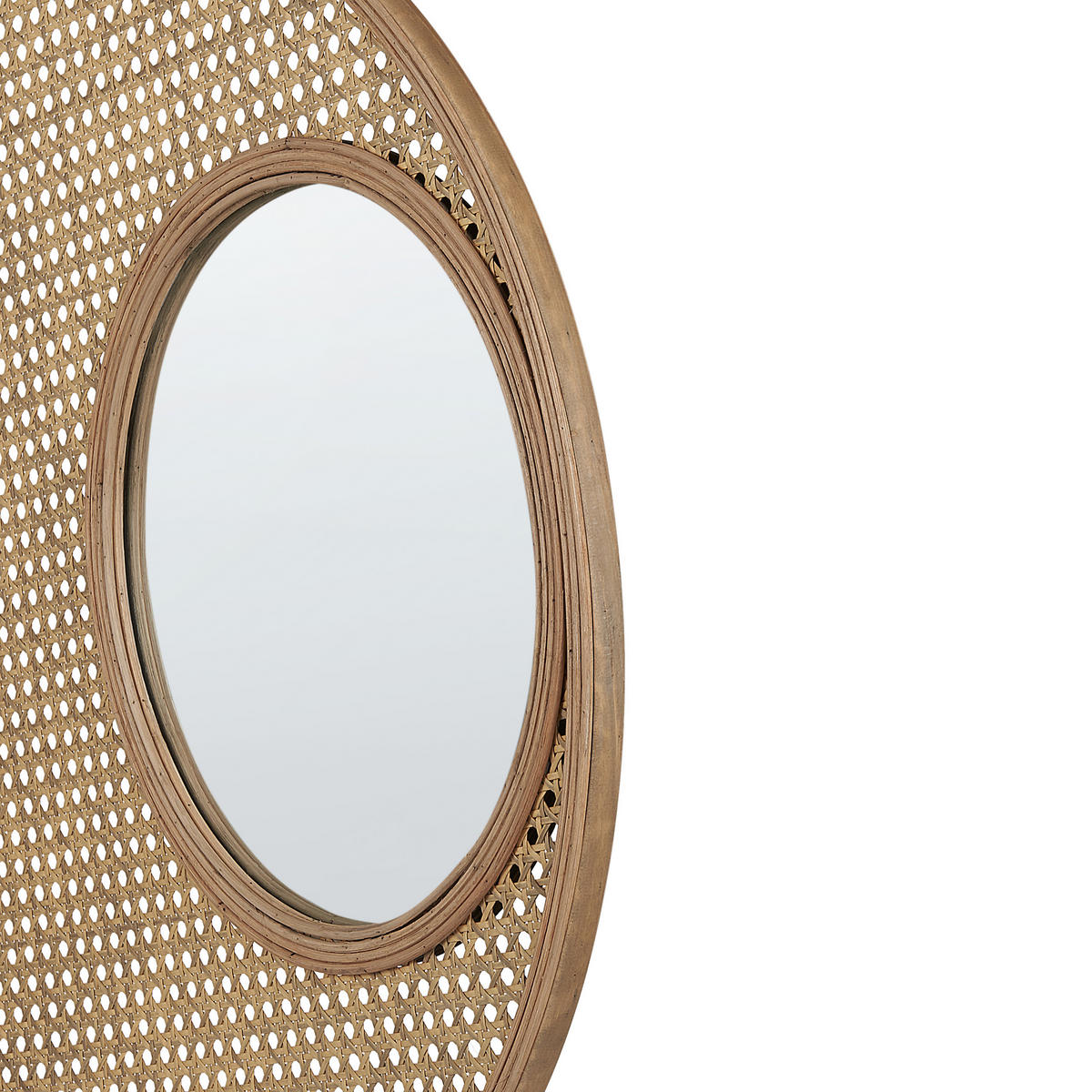 WANDSPIEGEL Rattan natürlich rund 60 cm Palau - Beige/Naturfarben, Kunststoff (60/60/2cm) - Beliani