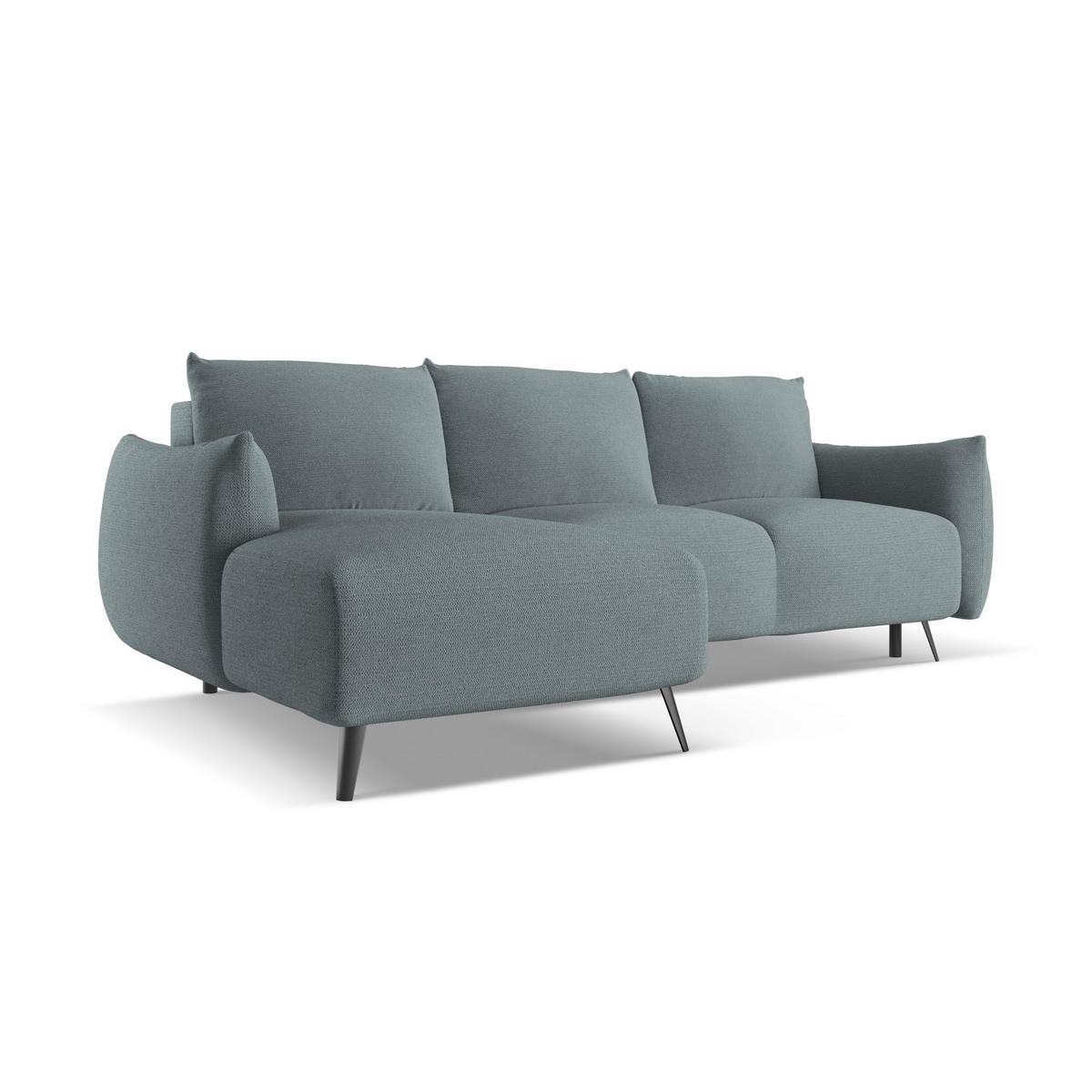 ECKSOFA mit Schlaffunktion Chenille Stoff Blau - Blau/Blaugrau, Textil/Metall (162/242cm) - LaMiaSofa
