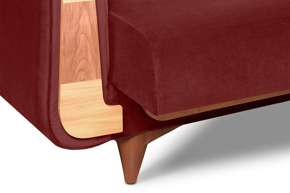 3-SITZER-SCHLAFSOFA GUSTAVO mit Armlehnen, rot - Dunkelbraun/Braun, Holz/Holzwerkstoff (230/98/98cm) - KONSIMO®