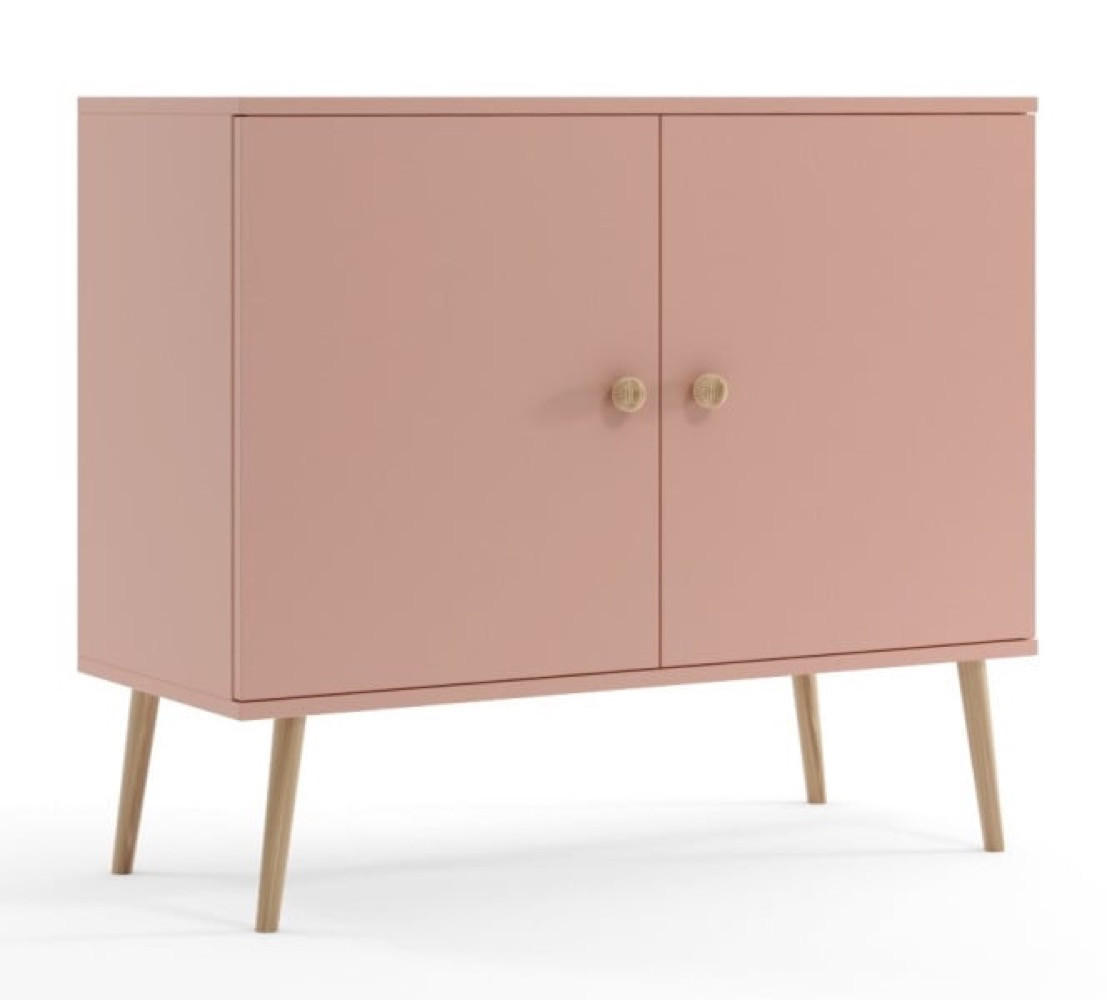 KOMMODE Rosa Boho Mit Regalen Auf Hohen Beinen Mit Massivholzbeinen - Rosa, Holzwerkstoff (100/85/42cm) - Sepro Meble