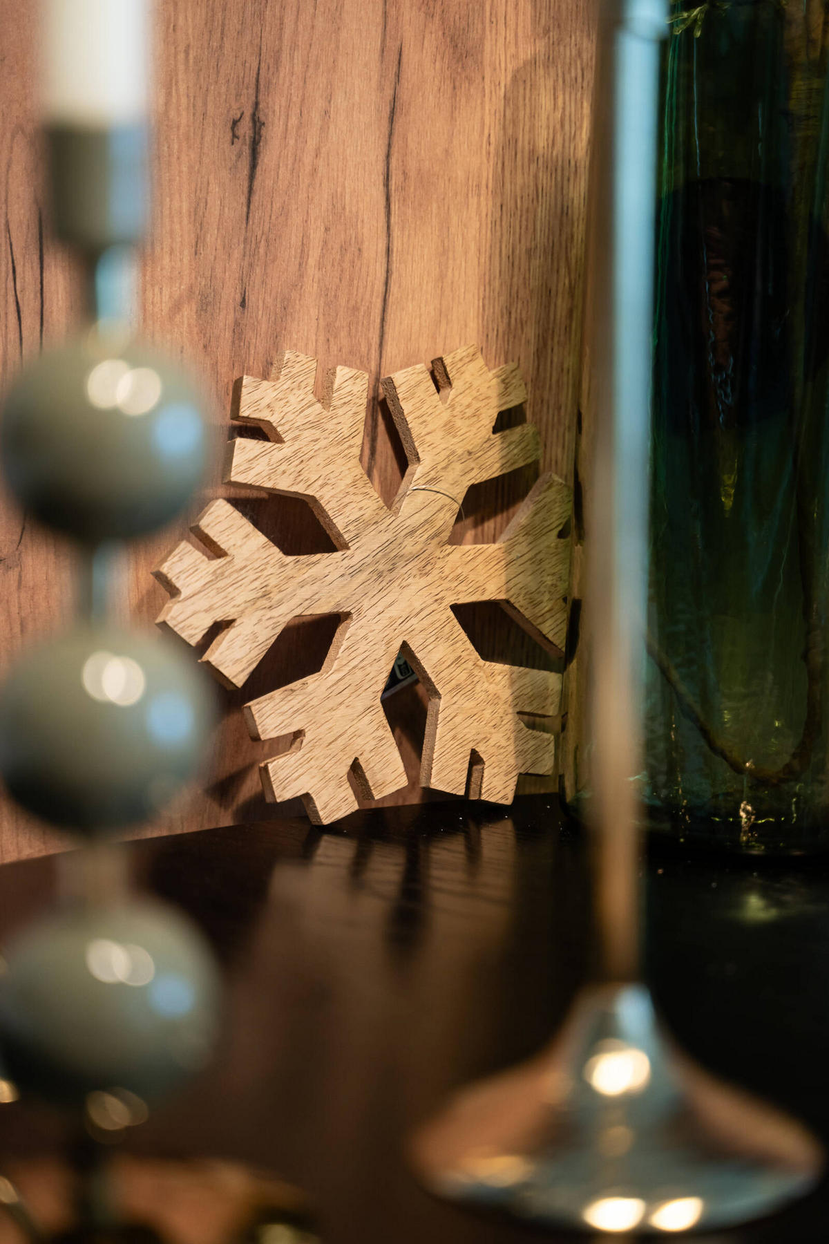 GLASUNTERSETZER Schneeflocke Ø 19 cm - Braun, Holz (19/1/19cm) - Atmosphera Createur d´interieur