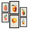 POSTER Set Mit 6 Zitrus Plakate Von Obst, Gemüse & Gesunden Lebensmitteln Im Aquarell Kunst Stil Auf Reinweißen Hintergründen A3 & A4 Schwarzer Rahmen - Schwarz, Papier (29/3cm) - Nacnic