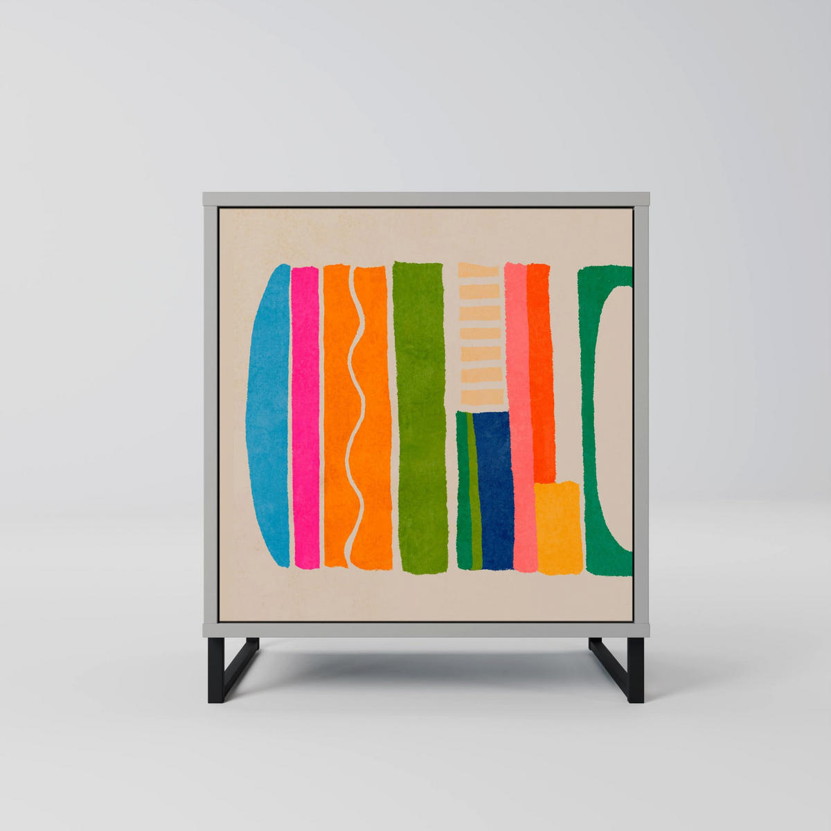 SIDEBOARD GEOMETRIC SHINE, Grau, 57,5x42x57,5 cm, Ohne Füße - Multicolor/Grau, Holzwerkstoff (57.5/57.5/42cm) - SpaceRebels