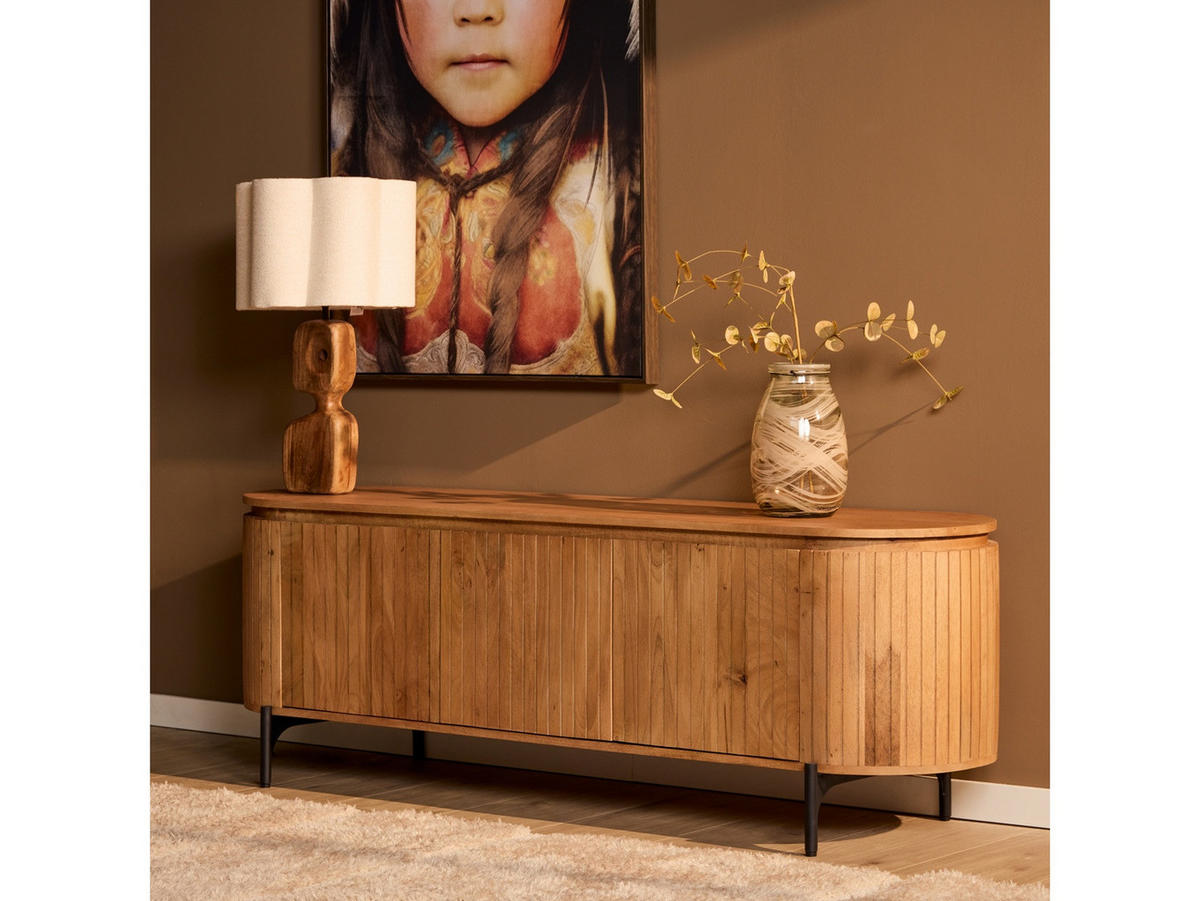 LOWBOARD Helena Mangoholz 165 cm / 45 cm Natur - Naturfarben, Holz (165/55/45cm) - Villa Möbel