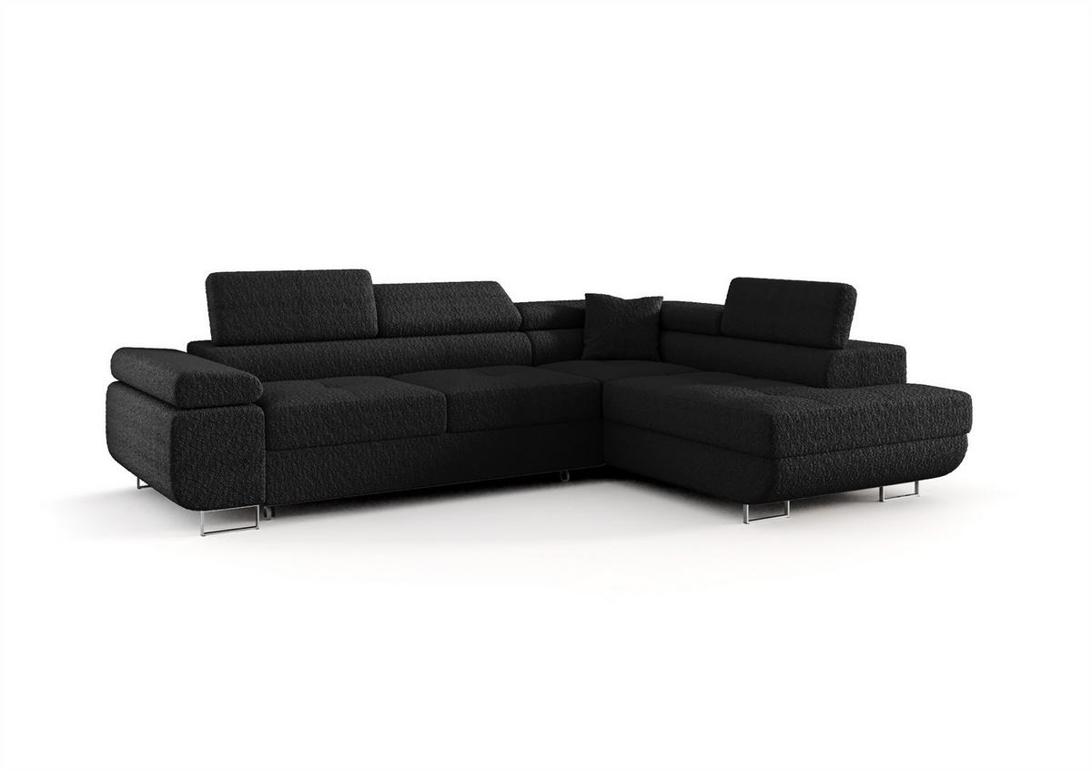 ECKSOFA Monaro Mit Schlaffunktion - Schwarz, Holzwerkstoff/Textil (275/202cm) - Fun Möbel