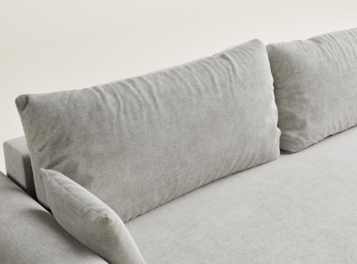 SOFA MIT SCHLAFFUNKTION Toluca Grau Chenille-Stoff - Schwarz/Grau, Holz/Holzwerkstoff (247/69/104cm) - Maison de Reve