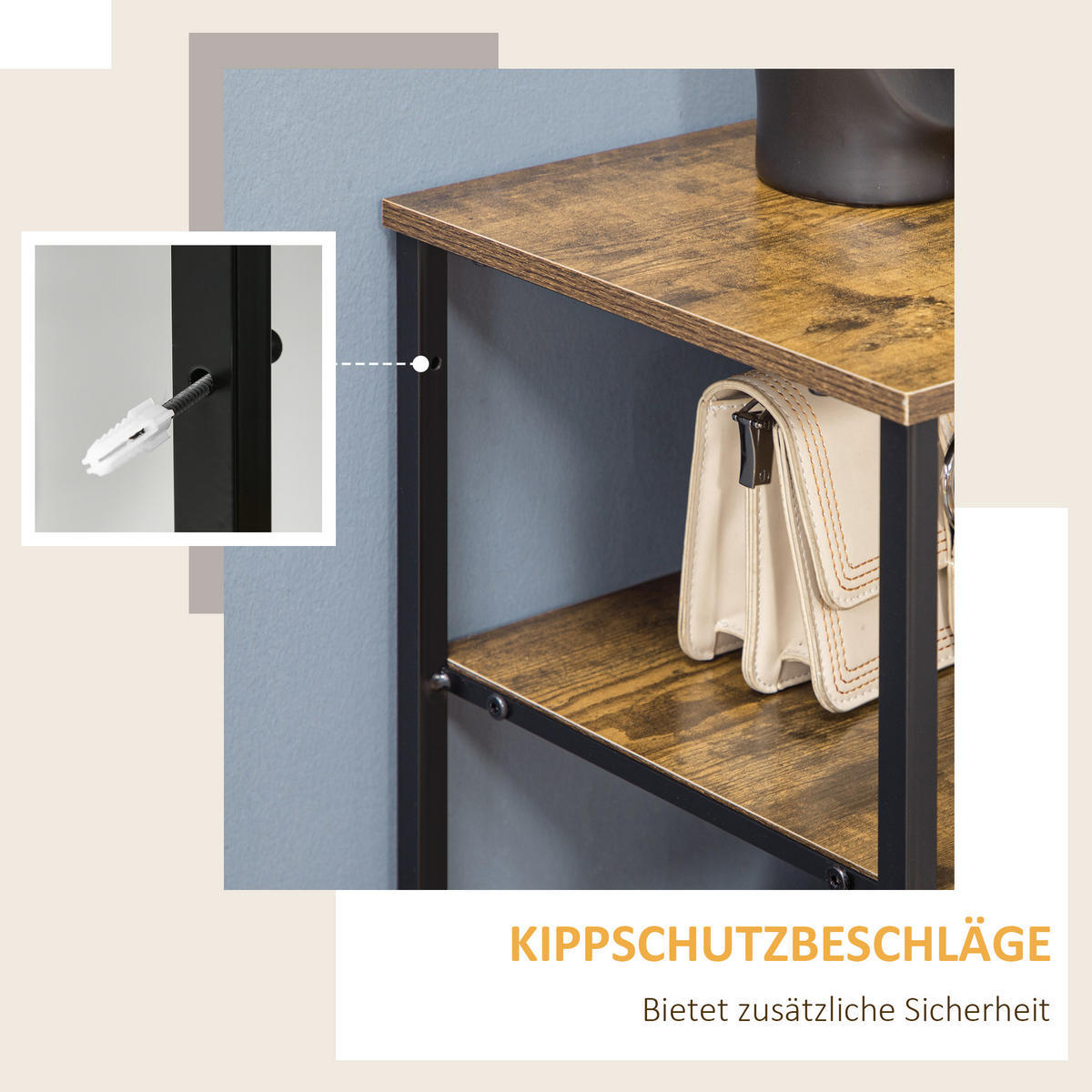 KOMMODE Sideboard - Braun, Holzwerkstoff (30/92/84cm) - HOMCOM