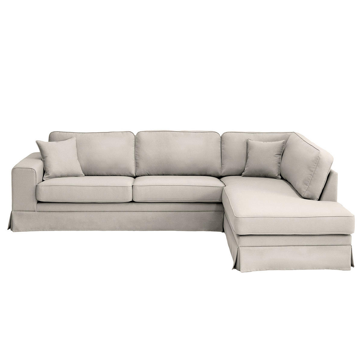 ECKSOFA mit Husse - Ottomane, Webstoff - Hellgrau/Schwarz, Kunststoff/Textil (297/210cm) - home24