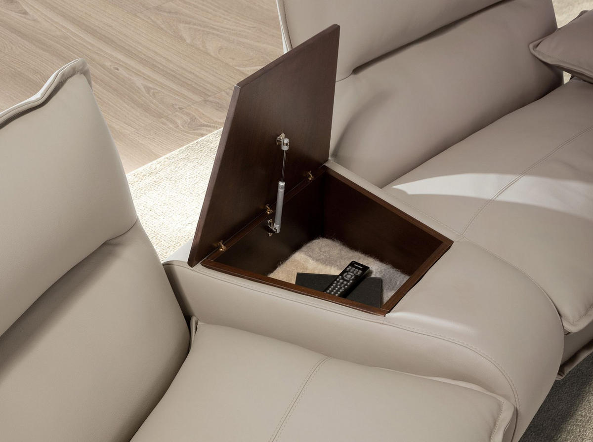 SOFA 2-Sitzer aus taupegrauem Leder 282/93/93 cm - Taupe/Greige, Leder/Metall (282/93/93cm) - ANGEL CERDA