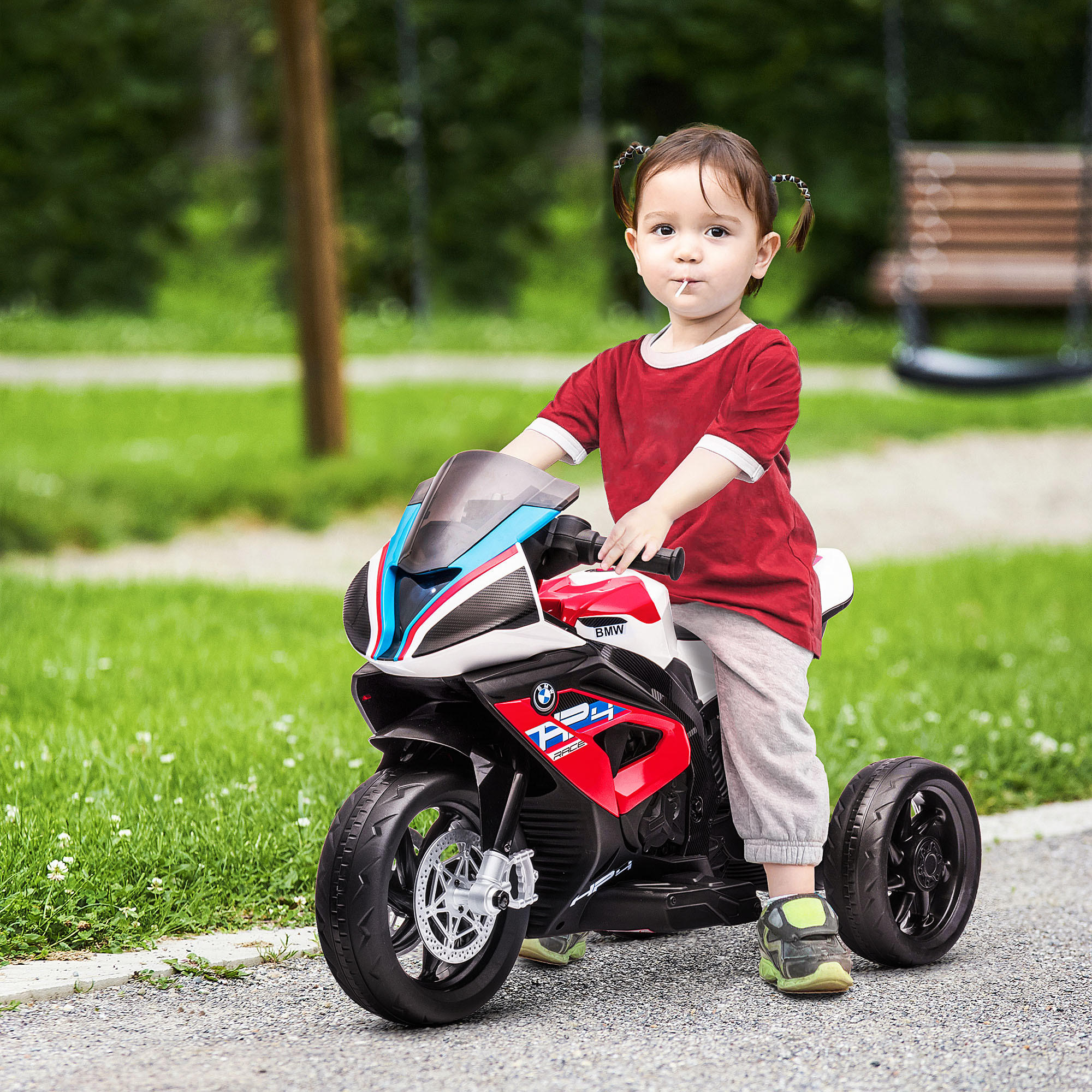 ELEKTRO KINDERMOTORRAD, Blau/Rot, PP+ Metall - Rot, Kunststoff (82.5/42/54cm) - HOMCOM