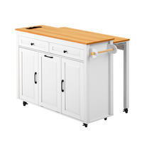 KÜCHENINSEL 120/40-75/92 cm aus MDF mit ausziehbarer Arbeitsplatte und Steckdosenleiste Weiß - Weiß, Holzwerkstoff (120/92/40cm) - Modenvie