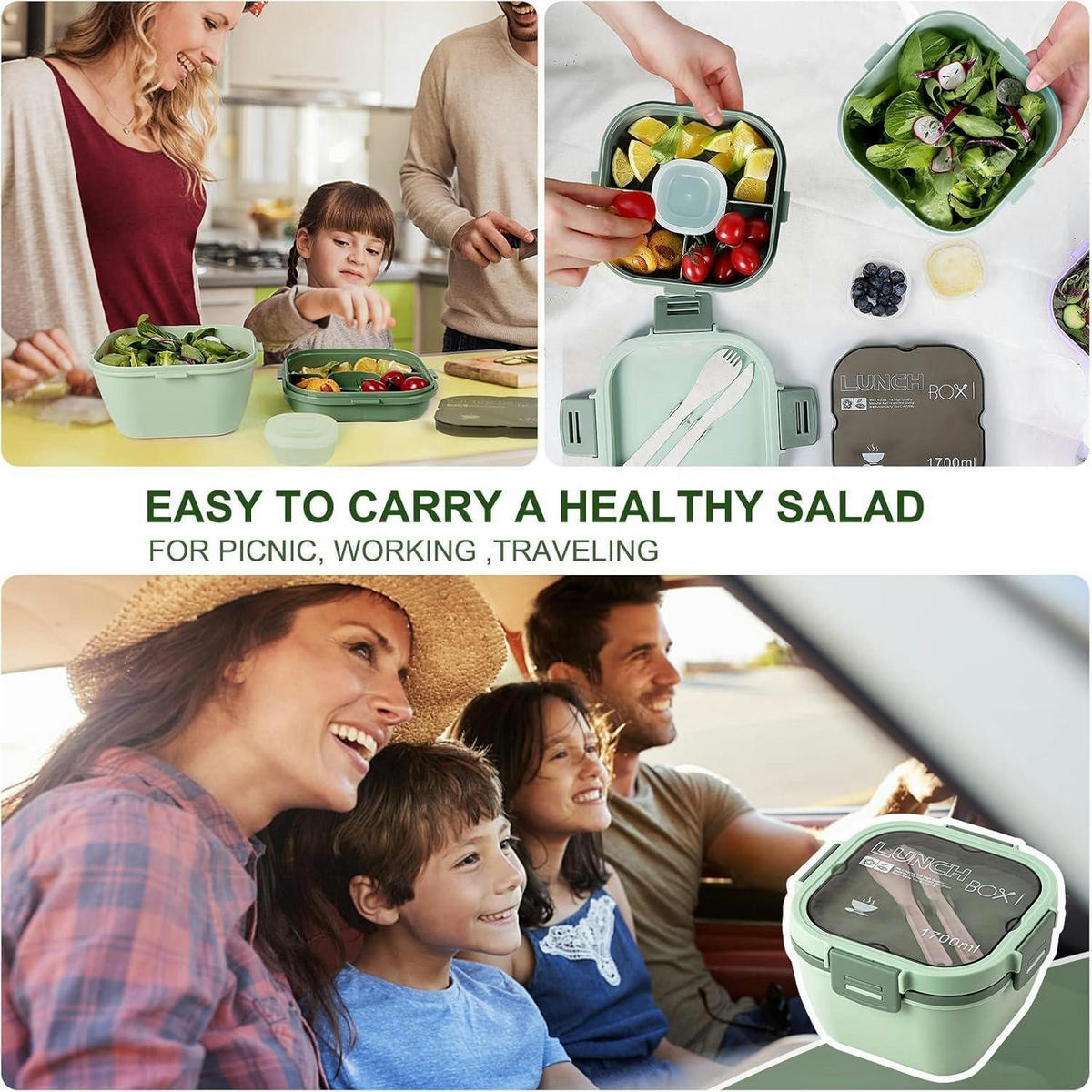 SALATBOX 1700 ml Dunkelgrün - Grün, Kunststoff (11/18/18cm)