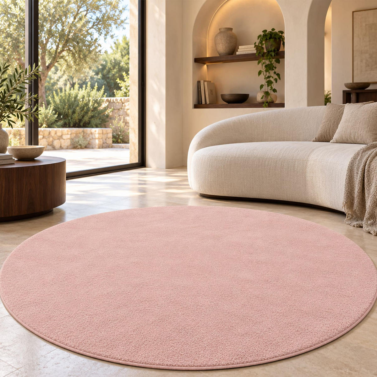 KURZFLORTEPPICH 160/160 cm Cadiz 630 - Rosa, Kunststoff (160/160cm) - Paco Home