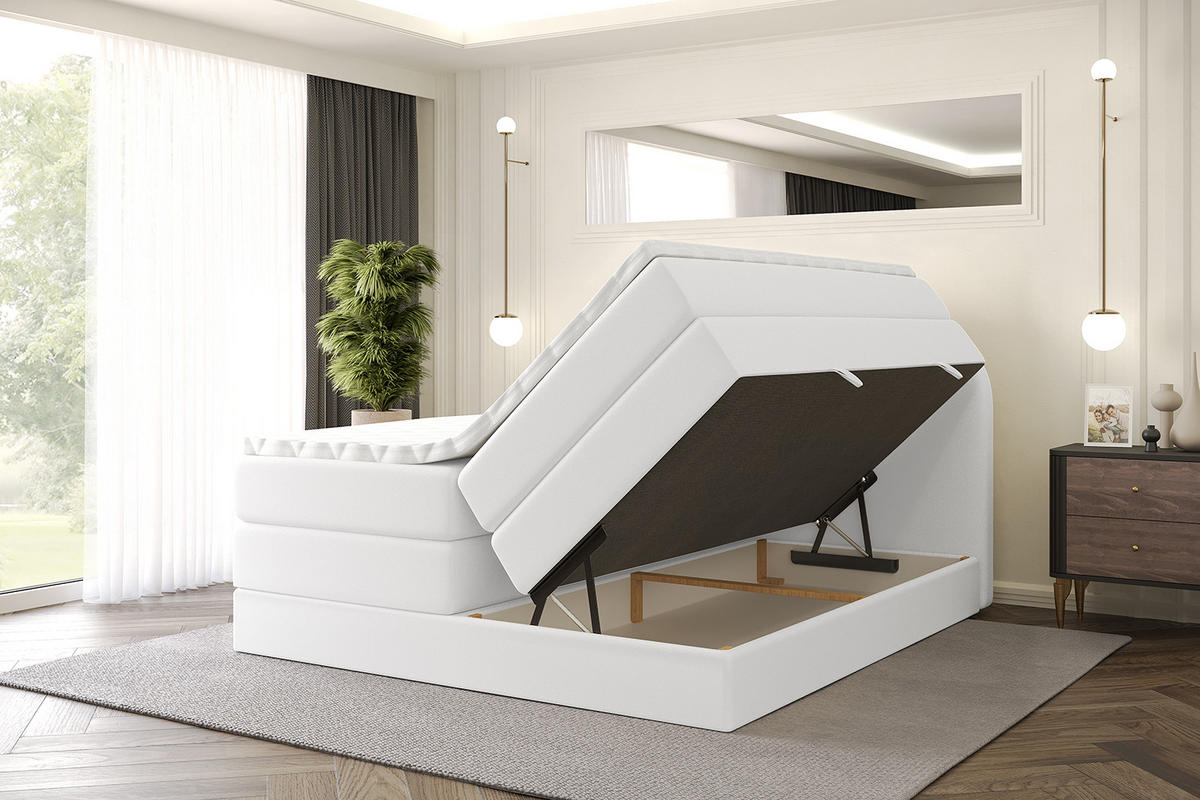 BOXSPRINGBETT mit Matratze und Lattenrost - NOX KING-120x200 - Weiß - Weiß, Holzwerkstoff (120/200cm) - ALTDECOR