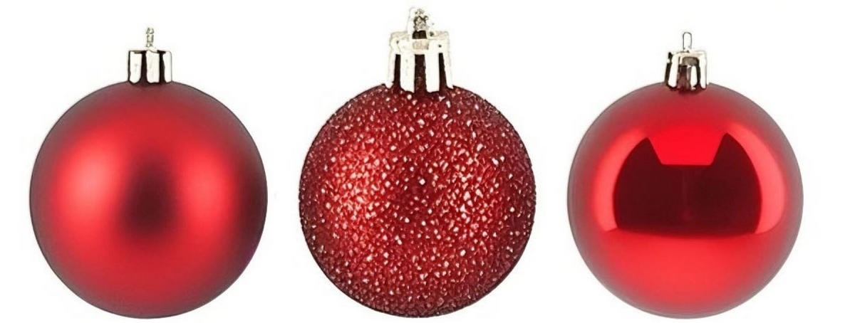 50XWEIHNACHTSKUGELN - Rot, Kunststoff (6/7/6cm) - Relaxdays