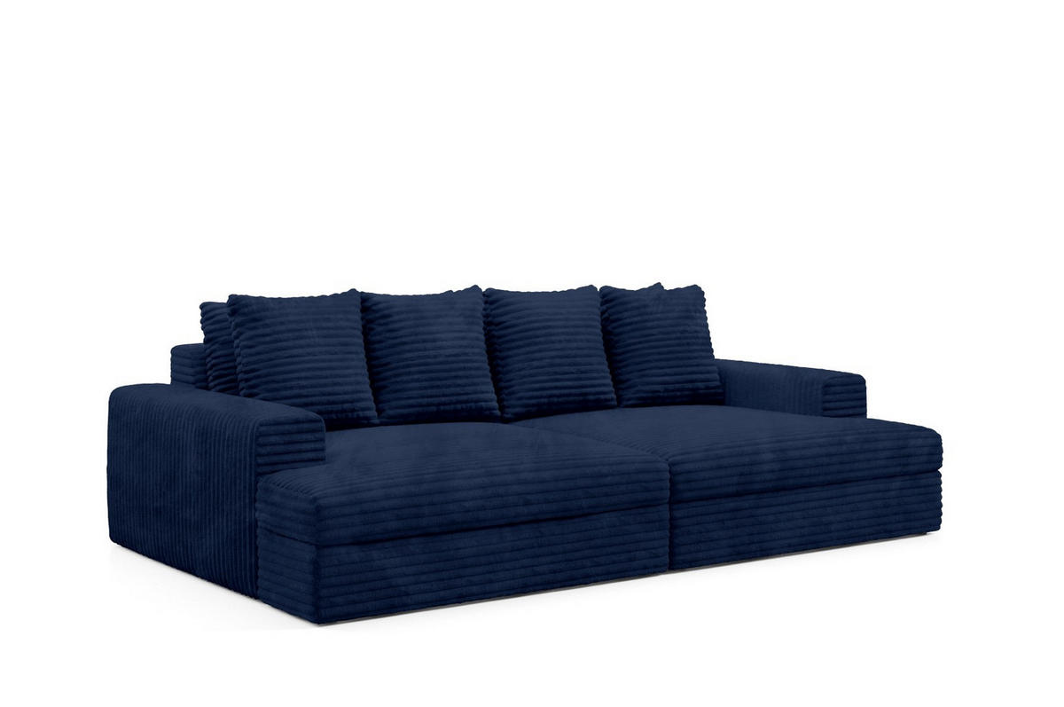 SCHLAFSOFA Premium Extra Komfort Dunkelblau - Schwarz/Dunkelblau, Holz/Holzwerkstoff (272/42/167cm) - Furnisell