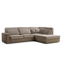 ECKSOFA Kirou Grau braun Chenille-Stoff - Rechts Seite - Graubraun/Schwarz, Holz/Holzwerkstoff (311/225cm) - Maison de Reve