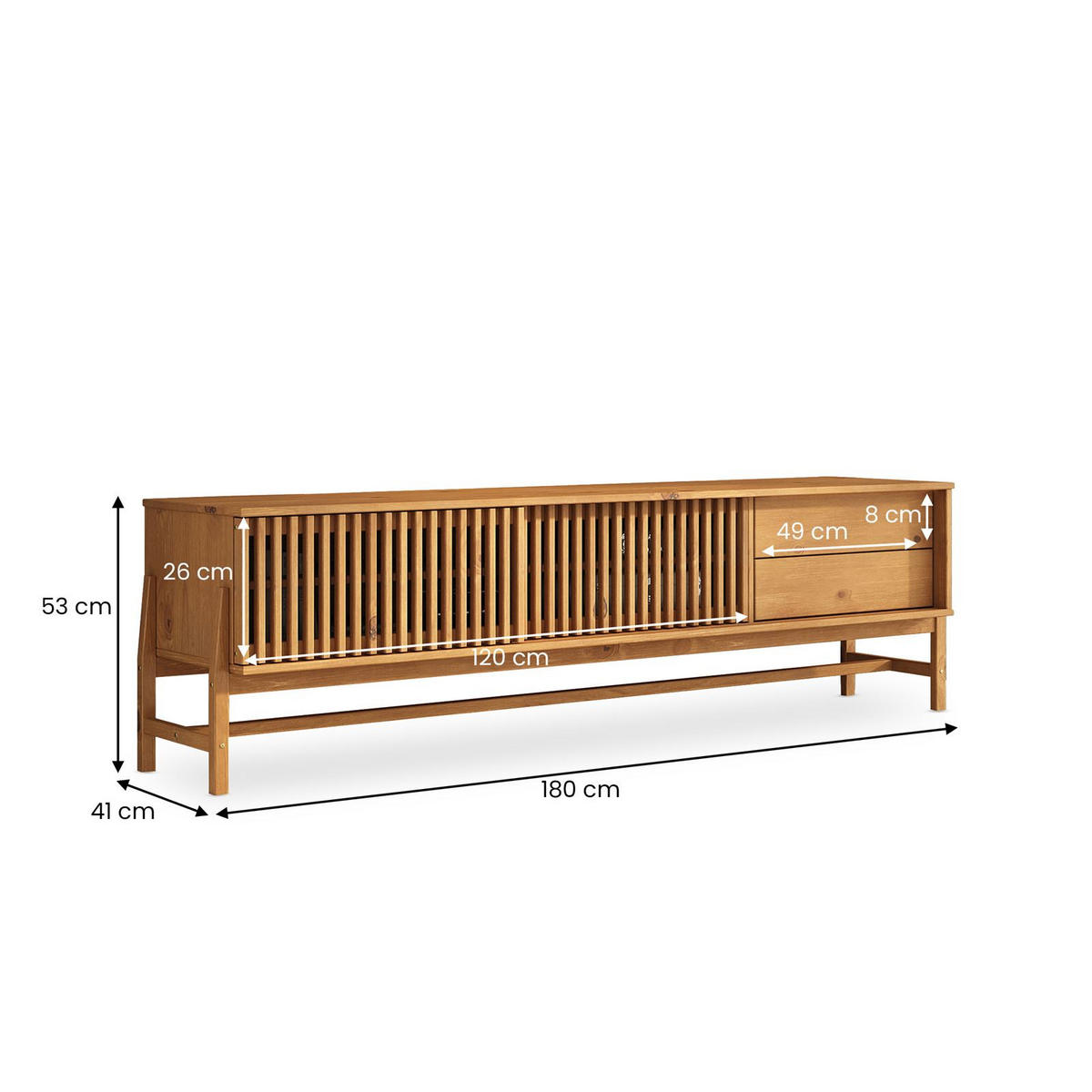 LOWBOARD ADAMO Eiche - Eichefarben, Holz (180/52/41cm) - IDIMEX