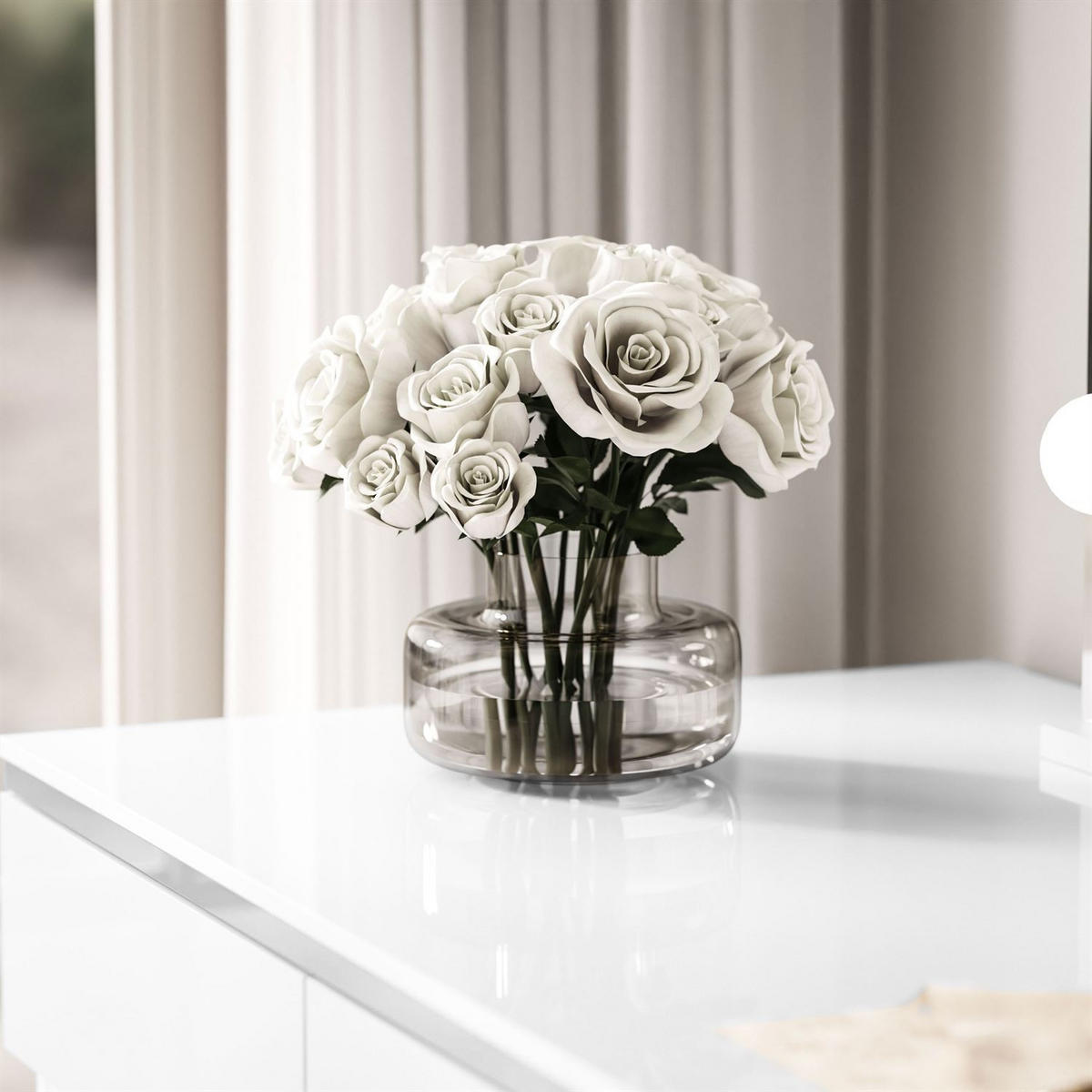 SCHMINKTISCH AURORA DOUBLE SILVER, weiß glänzend - Silberfarben/Weiß, Holzwerkstoff (156.8/79.2/55cm) - Lookway